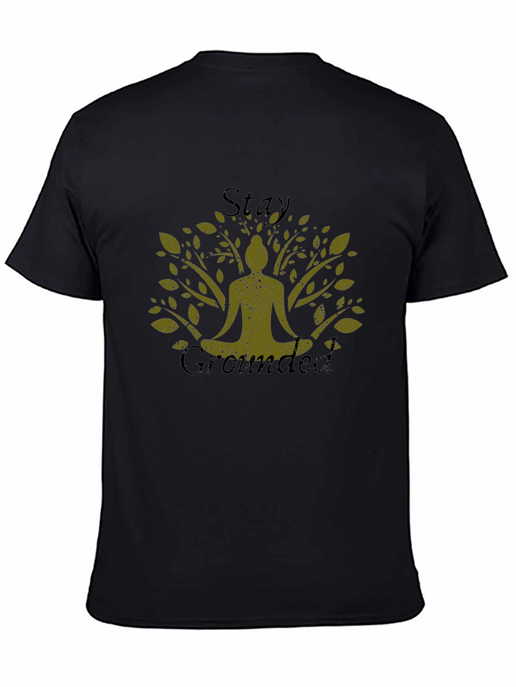 Stay Grounded Tree Yoga Graphic Tee - Black