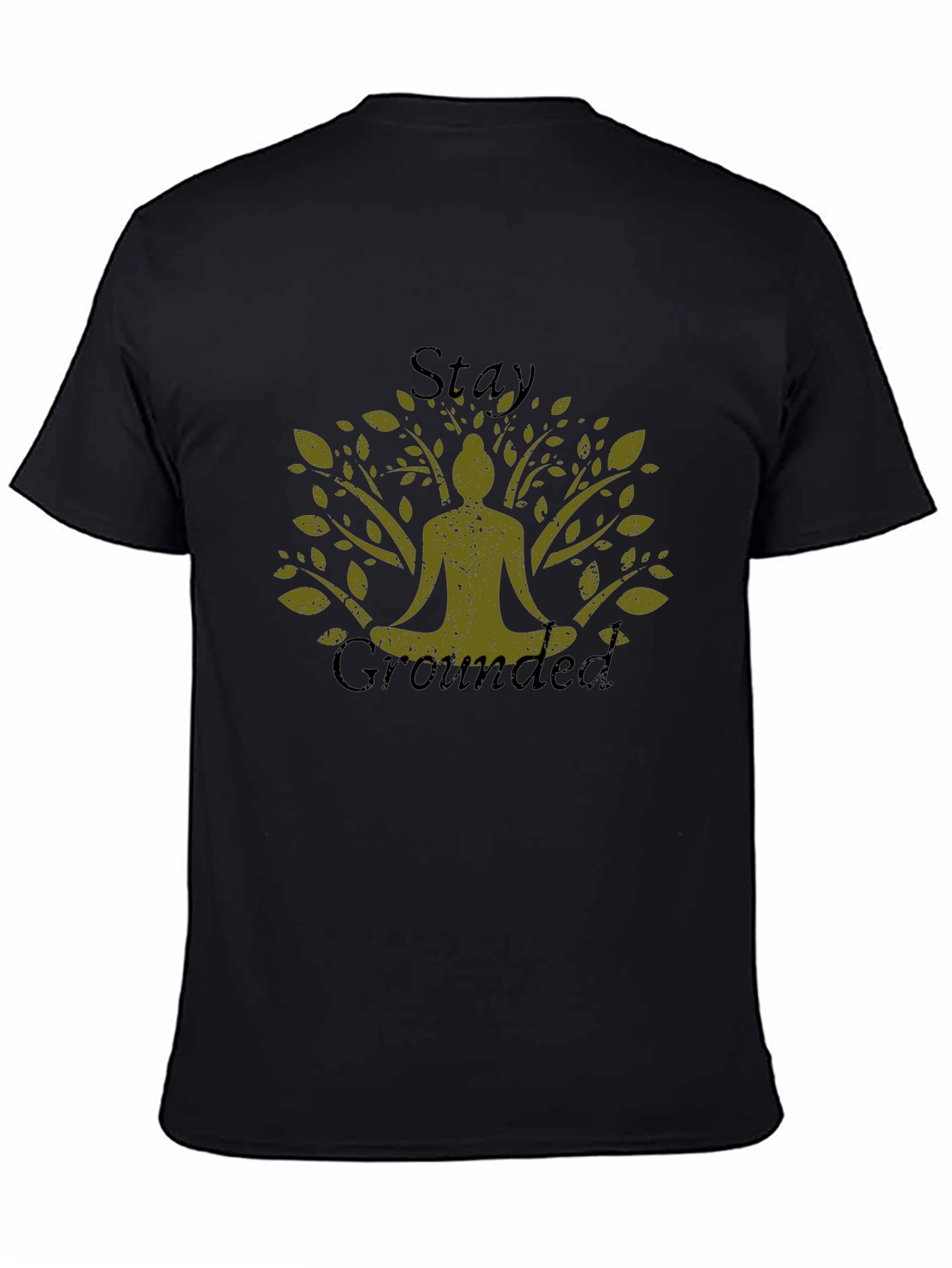 Stay Grounded Tree Yoga Graphic Tee - Black
