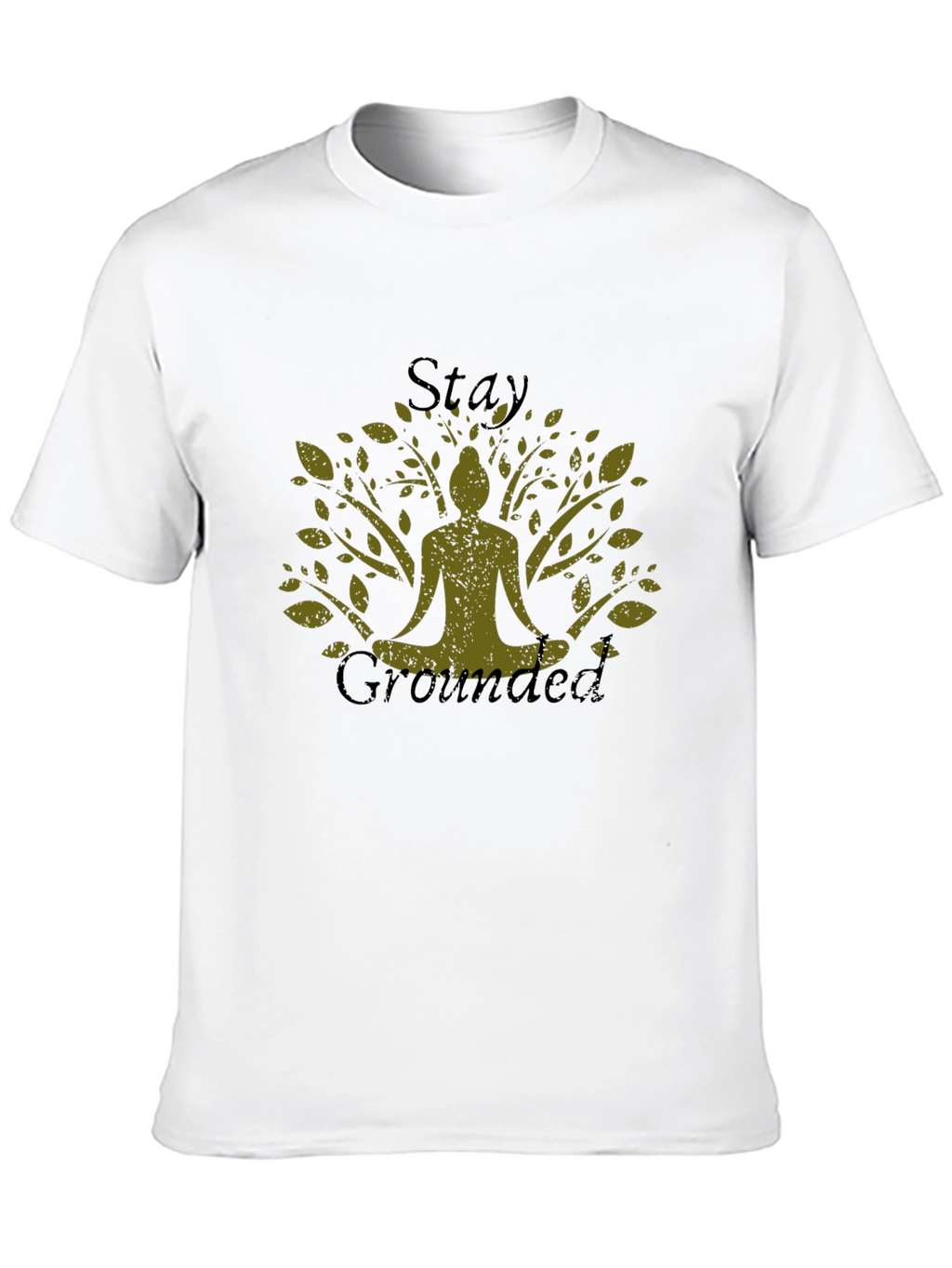Stay Grounded Tree Yoga Graphic Tee - Black