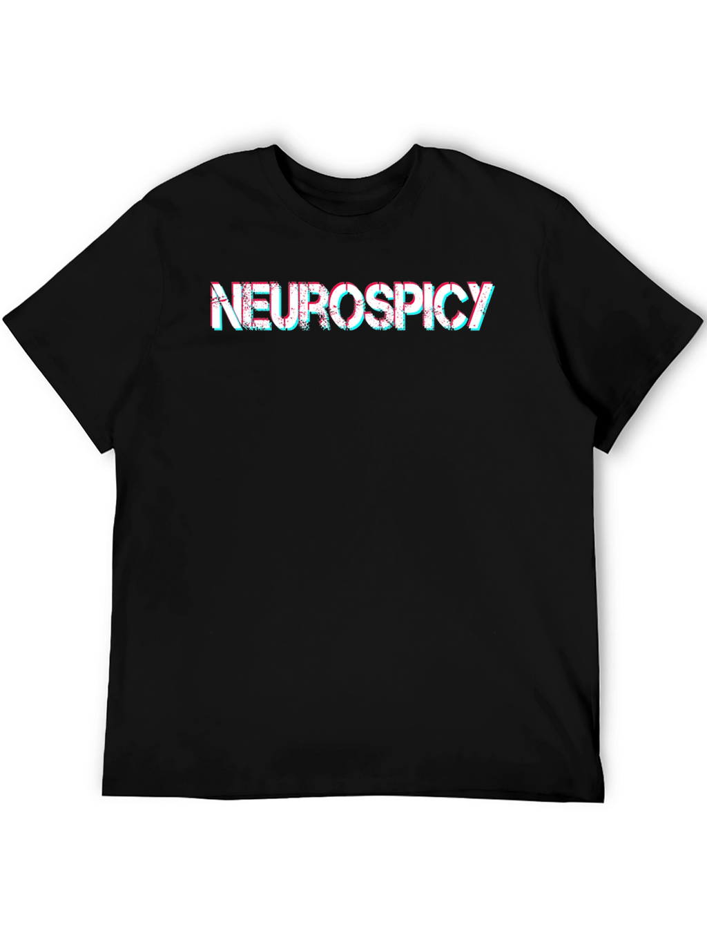 Neurospicy T-Shirt - Black Glitch Text Tee