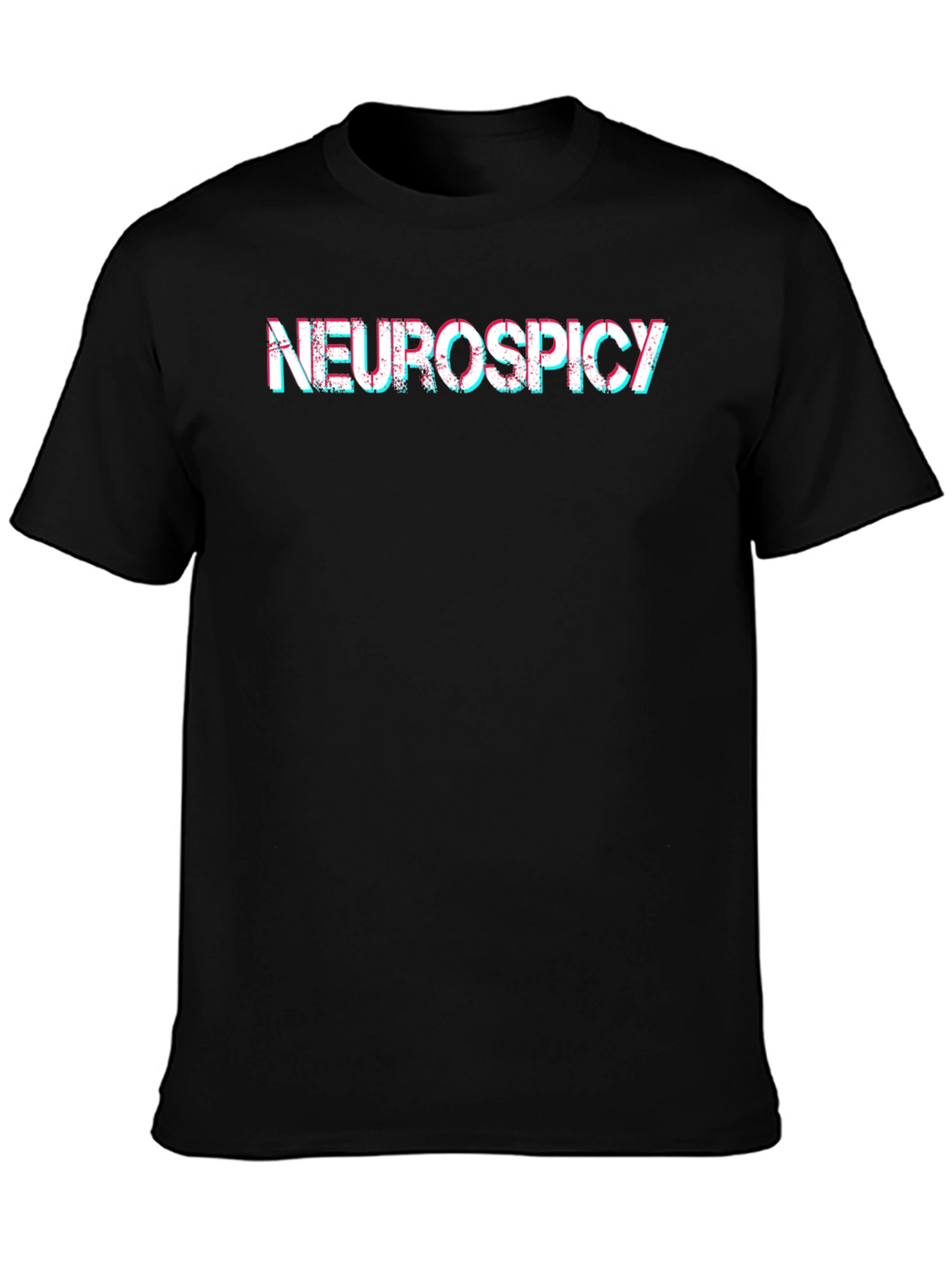 Neurospicy T-Shirt - Black Glitch Text Tee