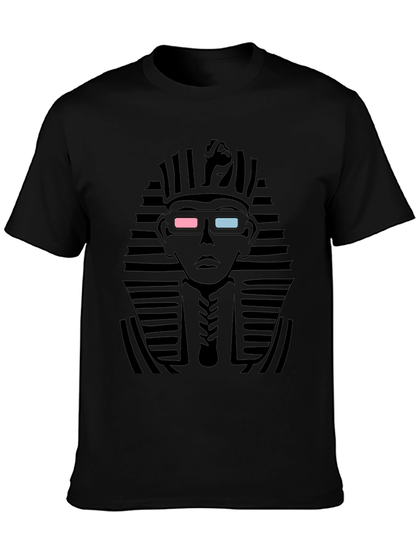 Anaglyph Pharaoh Graphic Tee - Black Cotton T-Shirt
