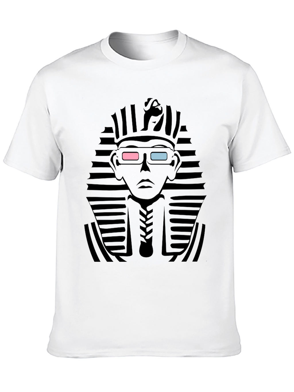 Anaglyph Pharaoh Graphic Tee - Black Cotton T-Shirt