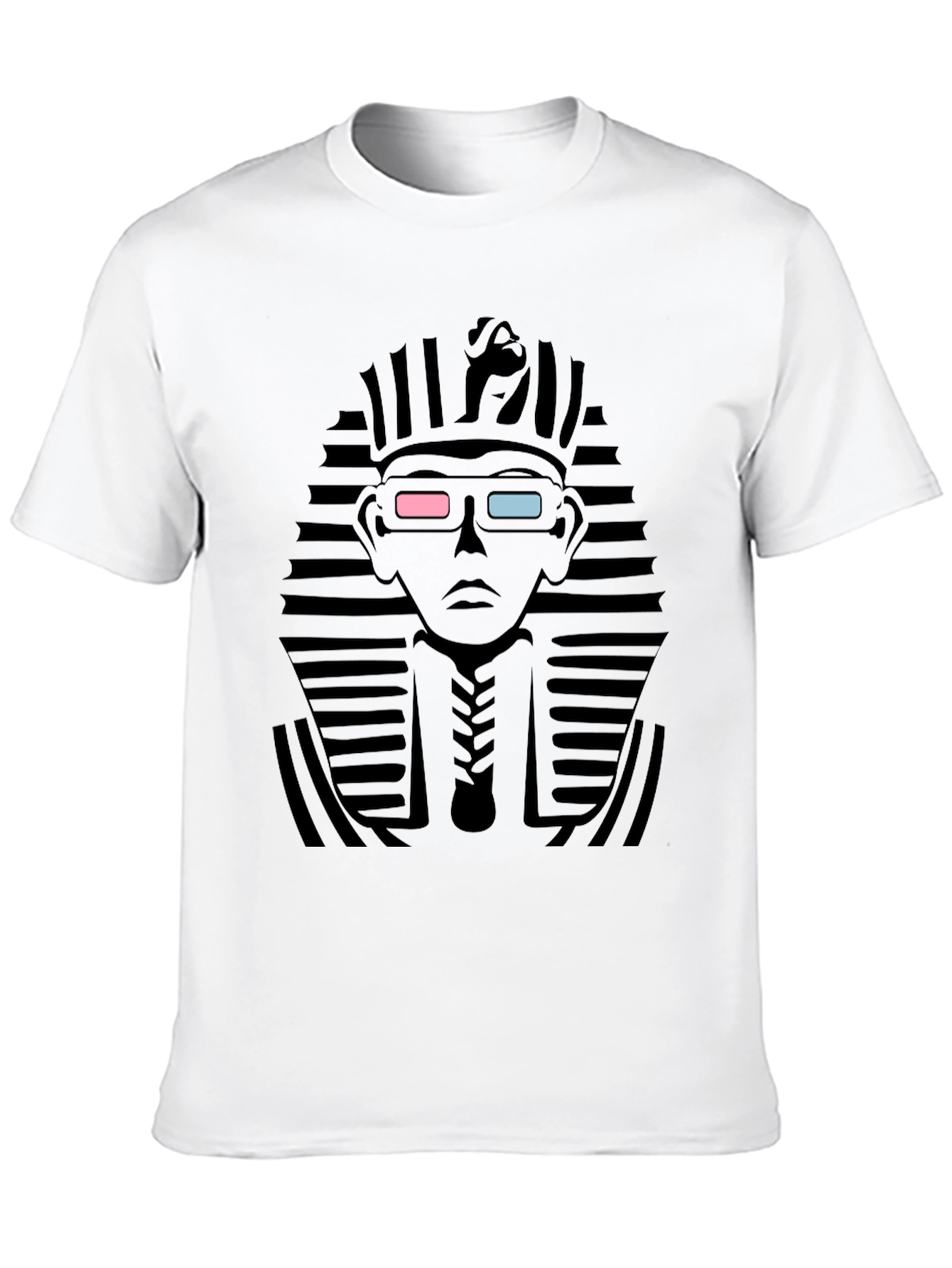 Anaglyph Pharaoh Graphic Tee - Black Cotton T-Shirt