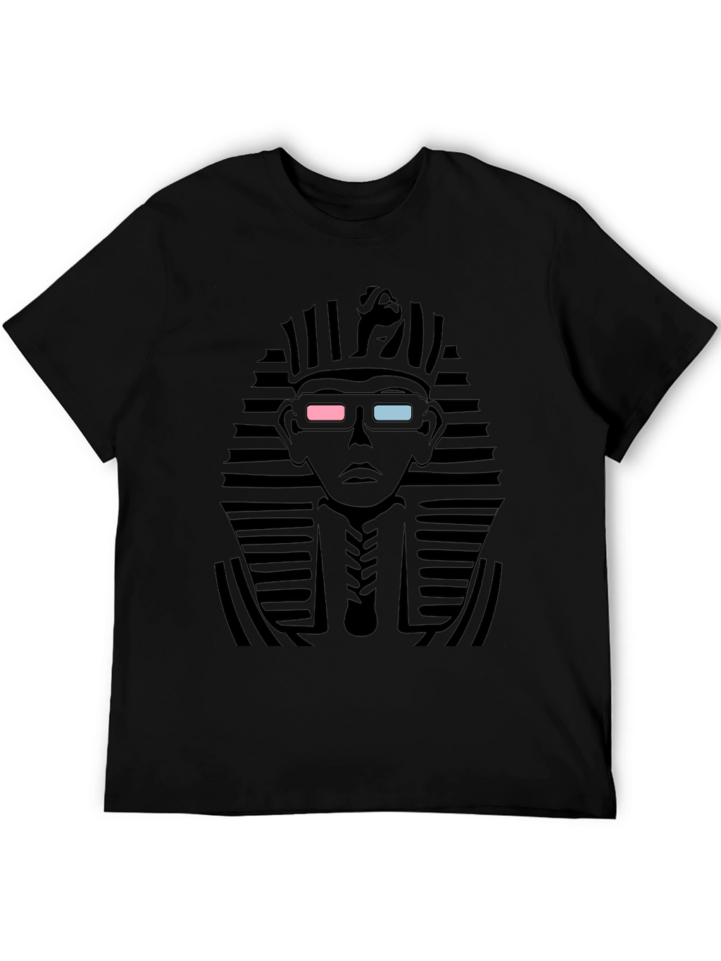 Anaglyph Pharaoh Graphic Tee - Black Cotton T-Shirt