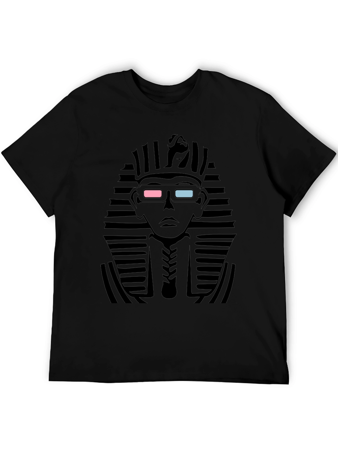 Anaglyph Pharaoh Graphic Tee - Black Cotton T-Shirt