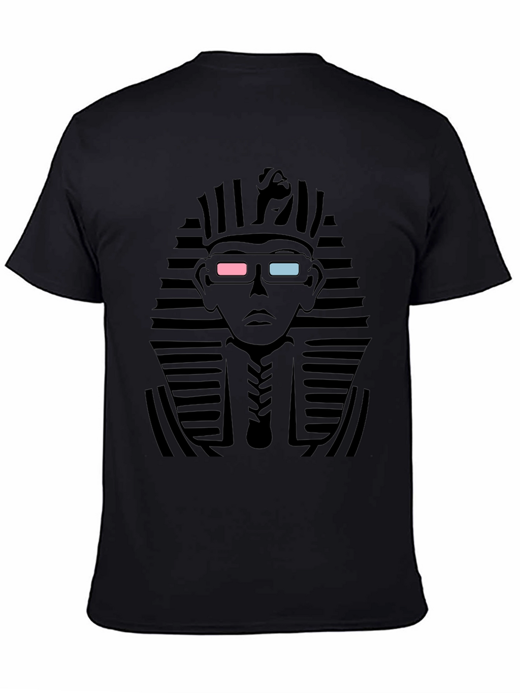 Anaglyph Pharaoh Graphic Tee - Black Cotton T-Shirt