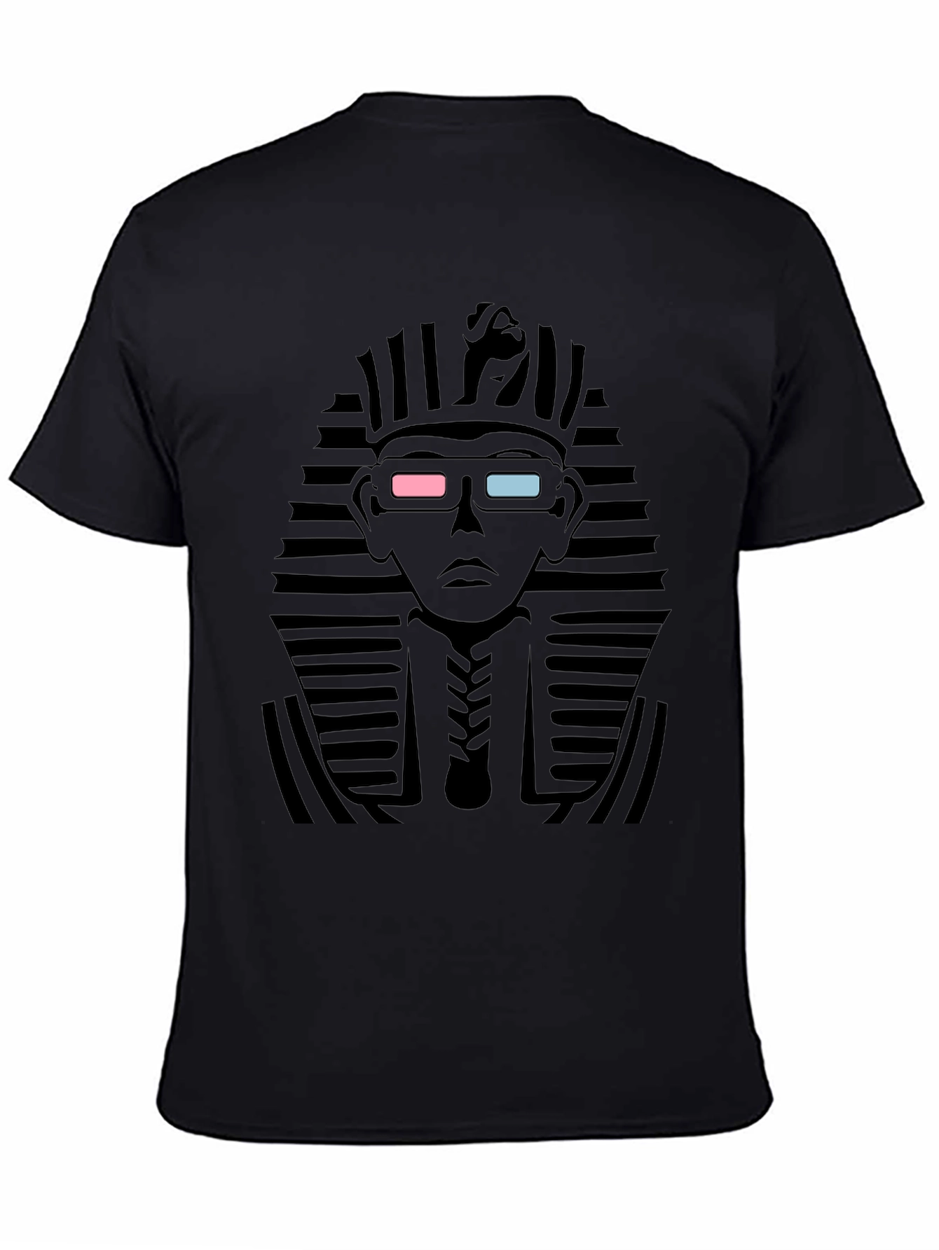 Anaglyph Pharaoh Graphic Tee - Black Cotton T-Shirt