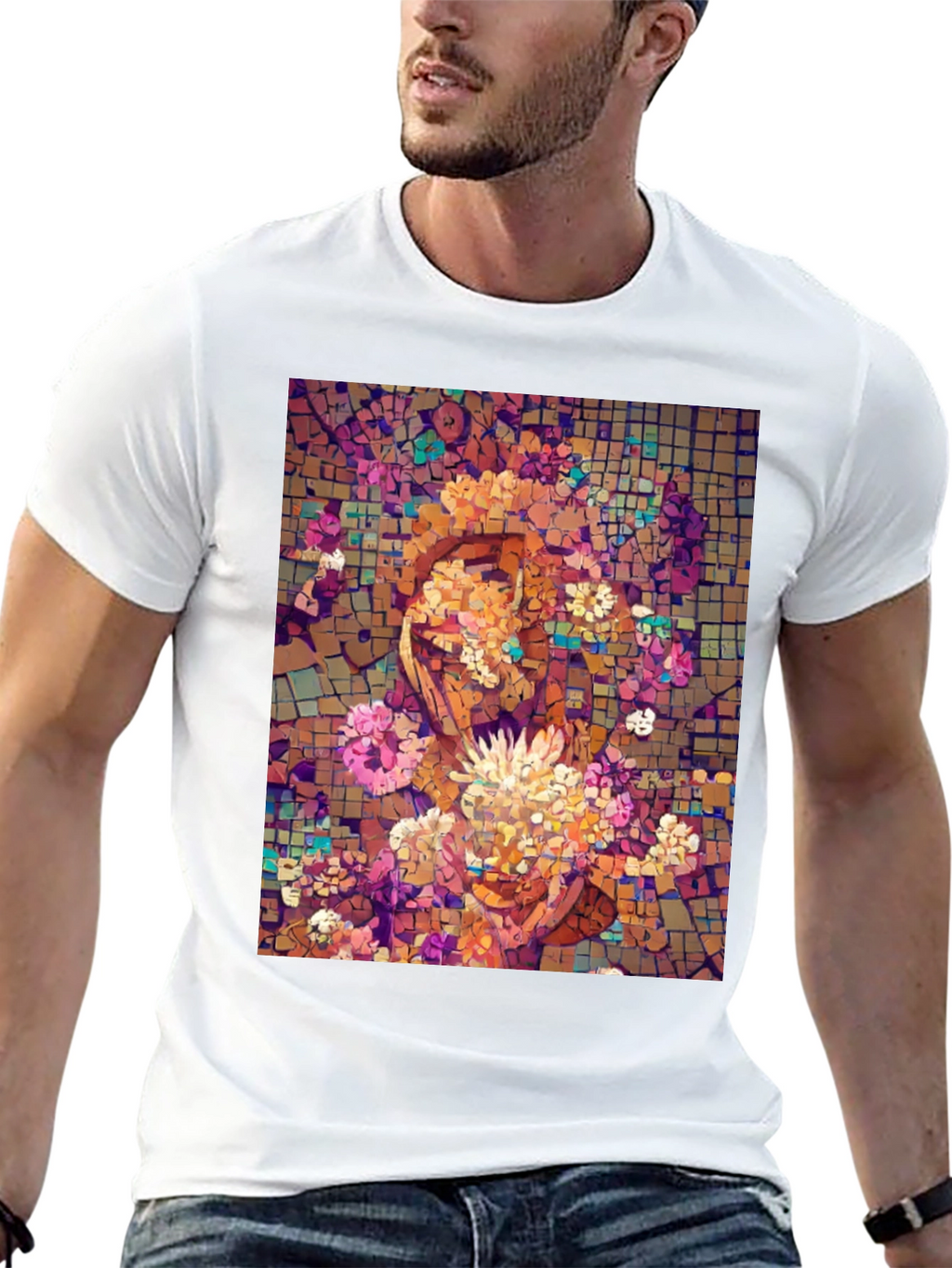 Mosaic Floral Face Graphic Tee