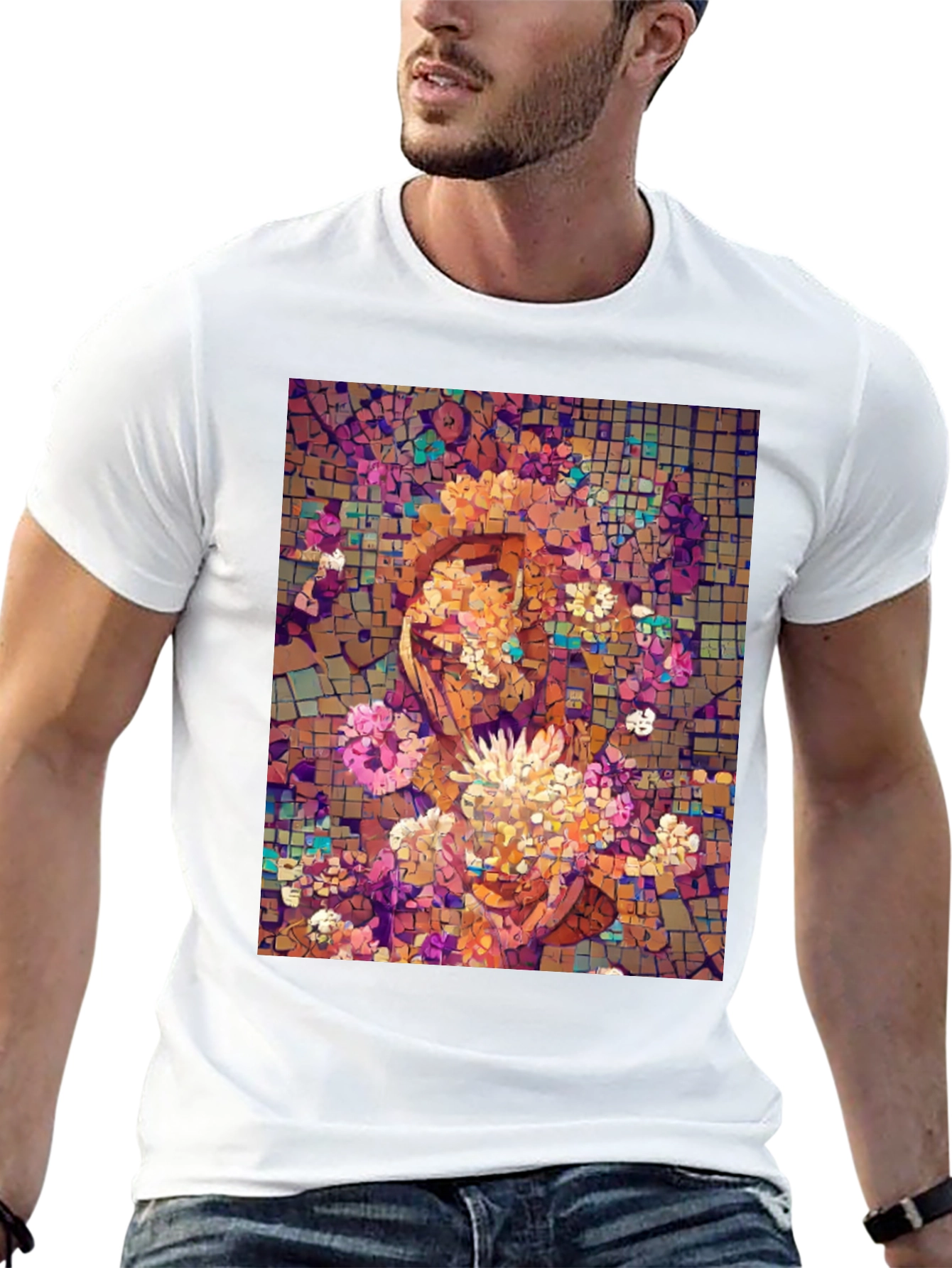 Mosaic Floral Face Graphic Tee