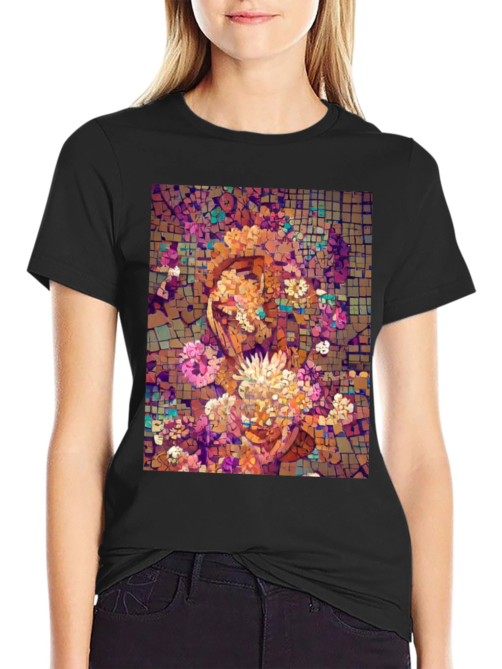 Mosaic Floral Face Graphic Tee