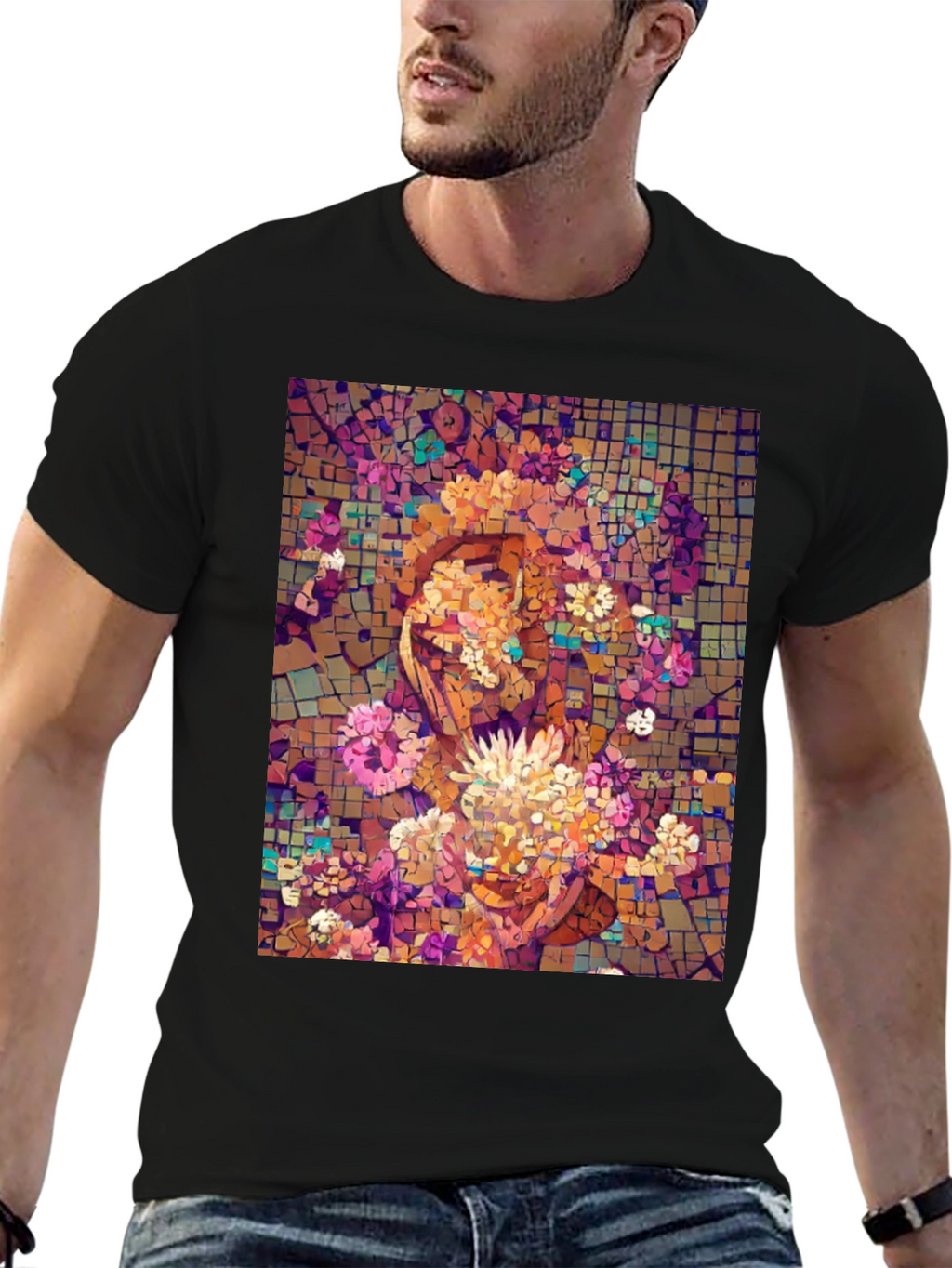 Mosaic Floral Face Graphic Tee