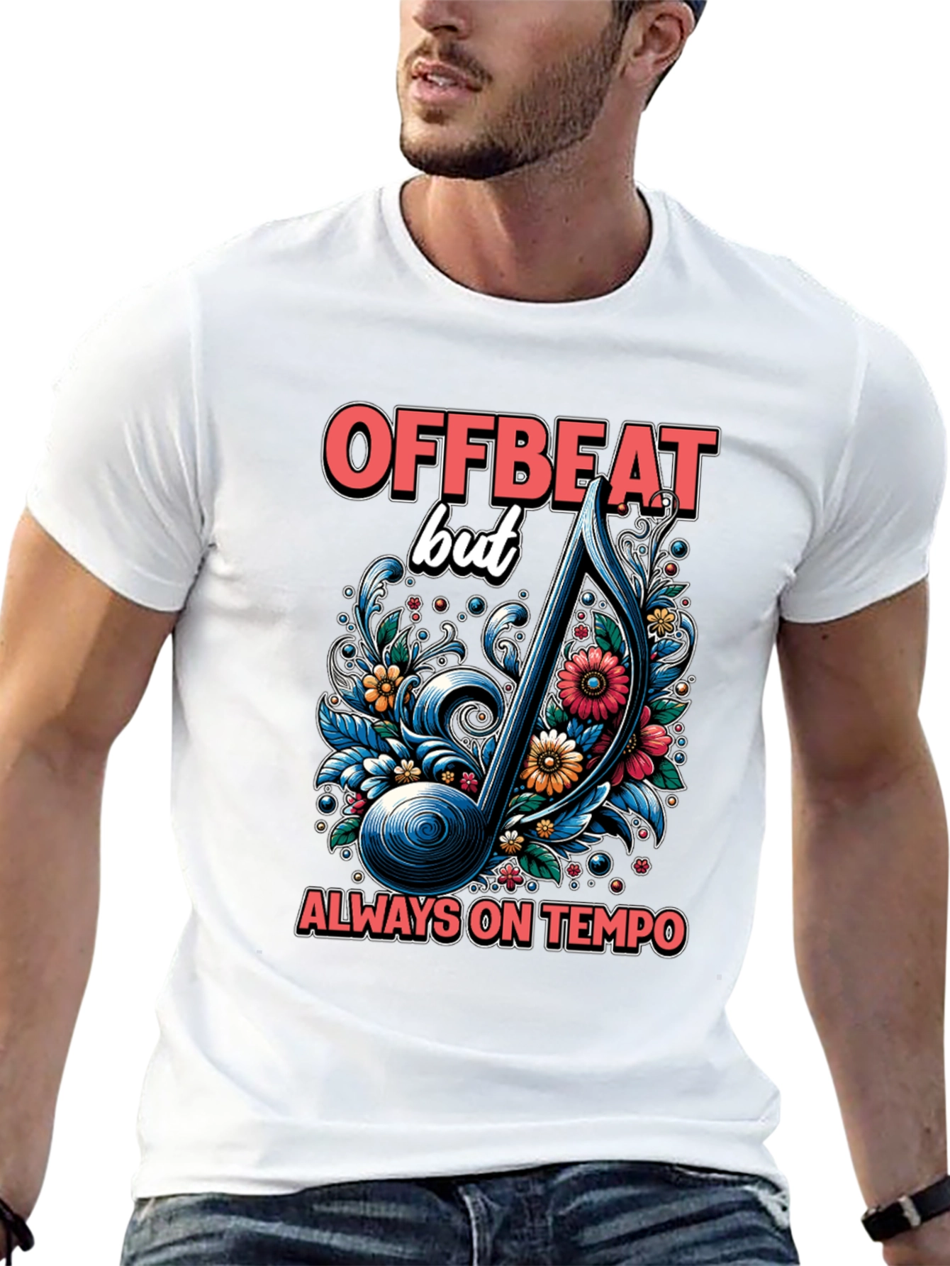 Offbeat Music Note Graphic Tee
