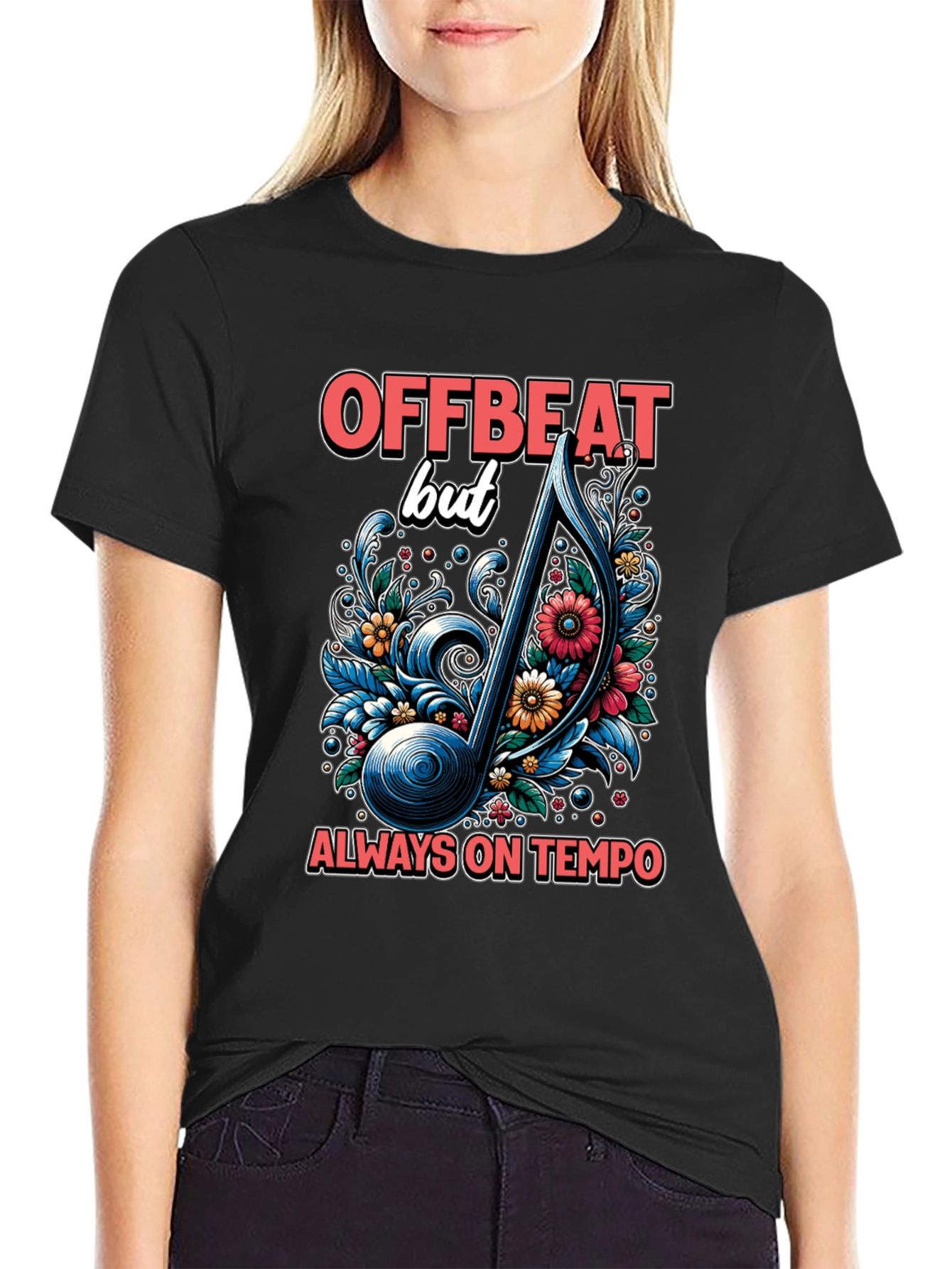 Offbeat Music Note Graphic Tee