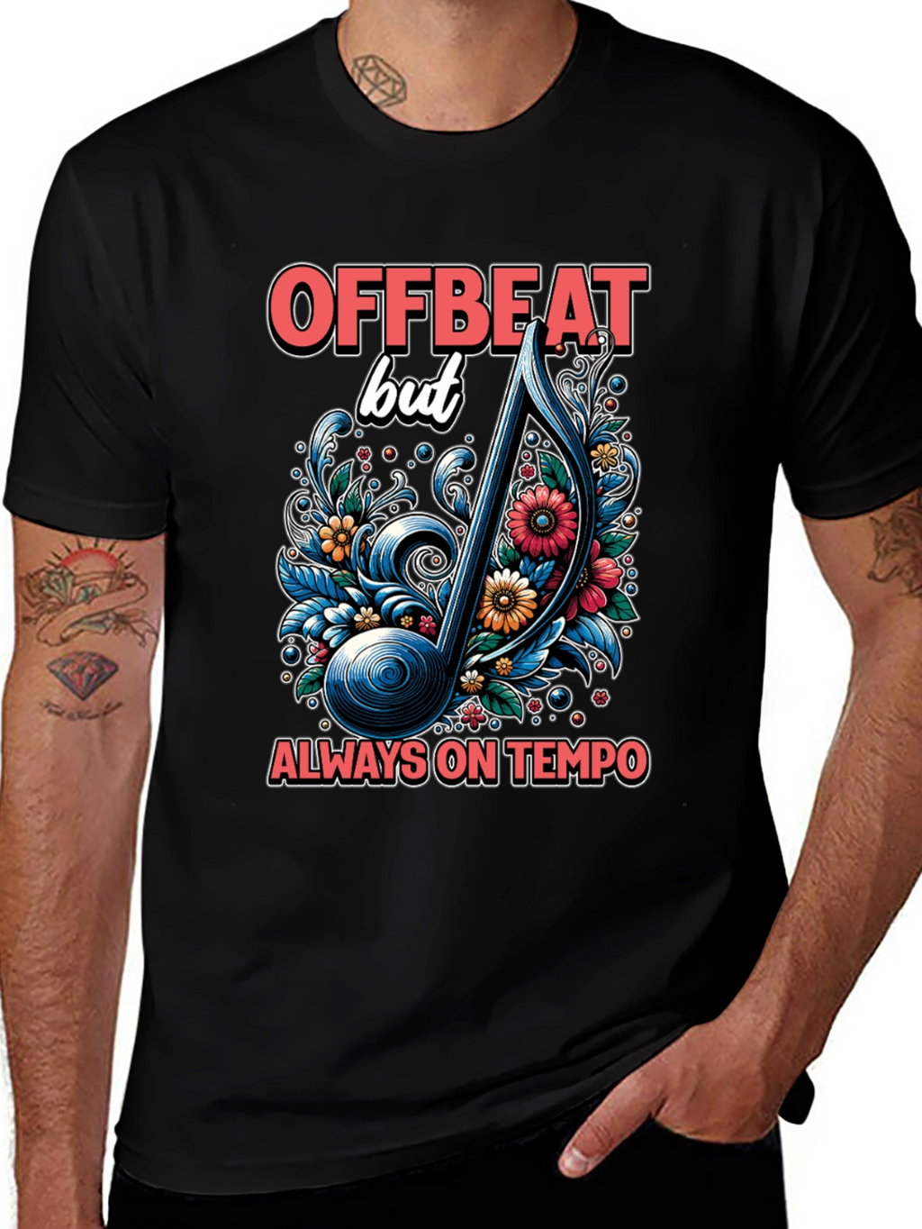 Offbeat Music Note Graphic Tee
