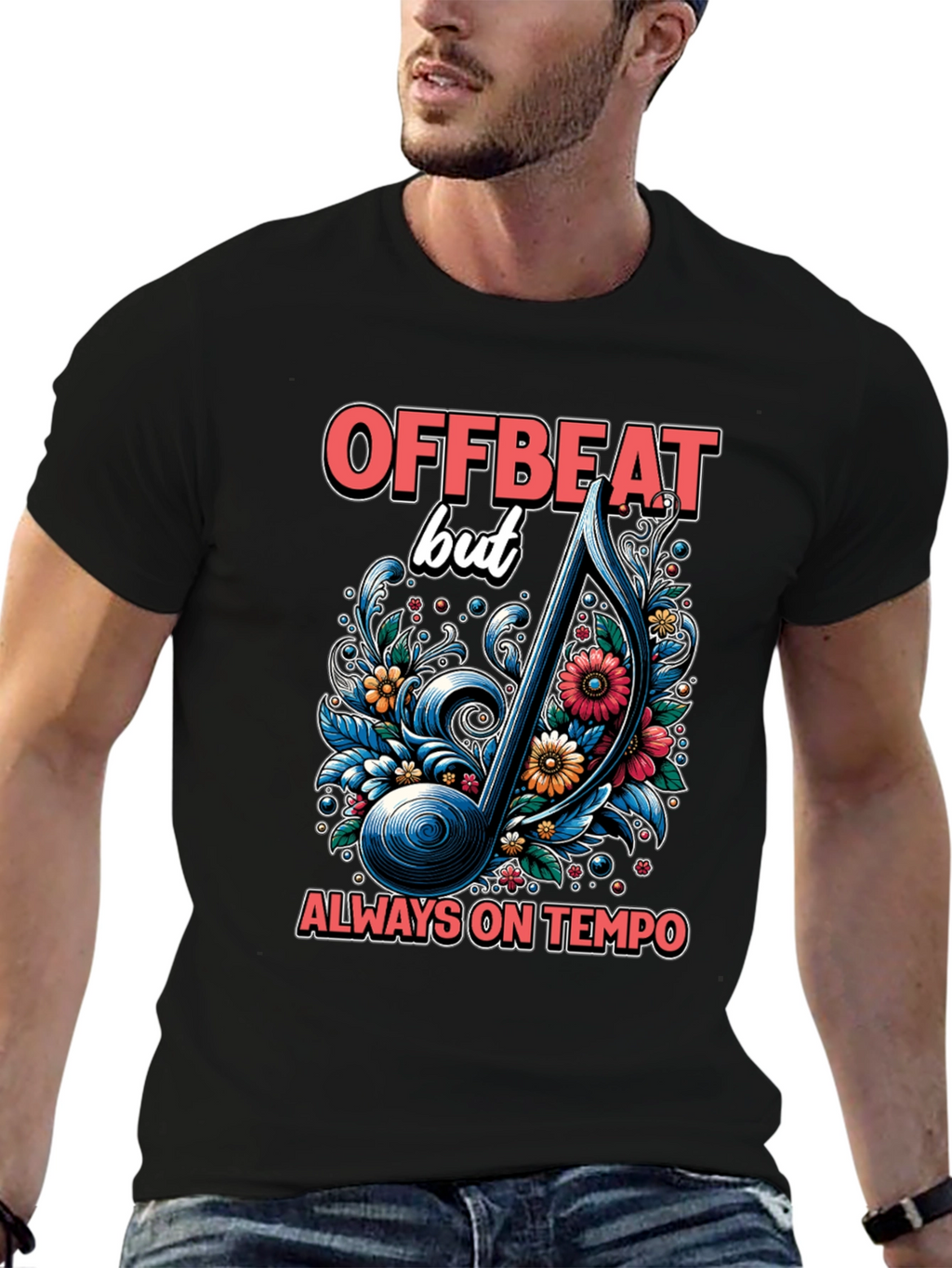 Offbeat Music Note Graphic Tee