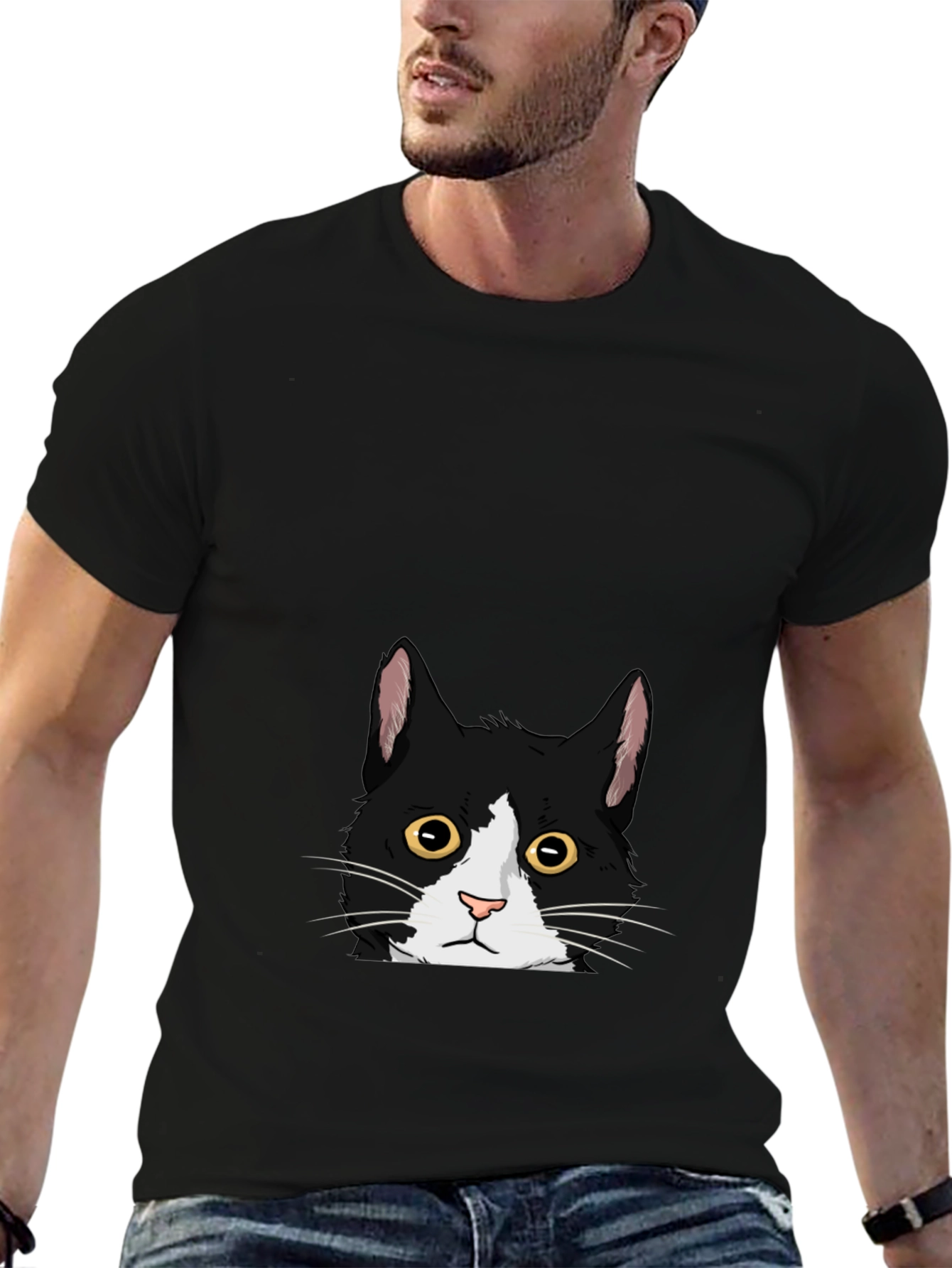 Black Cat Peekaboo Graphic Tee
