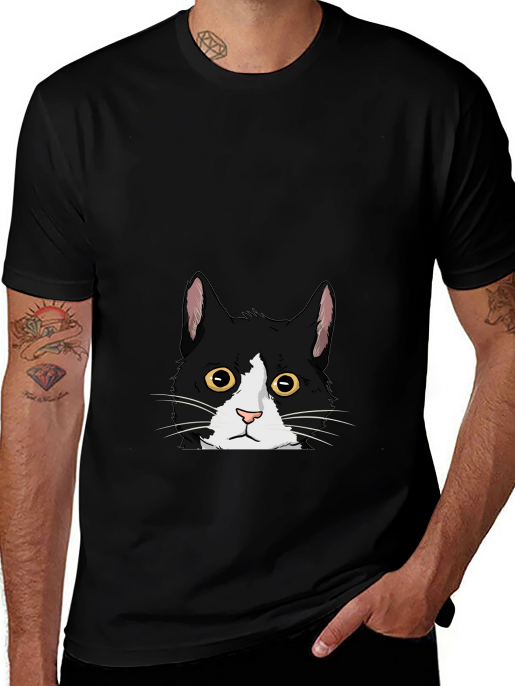 Black Cat Peekaboo Graphic Tee