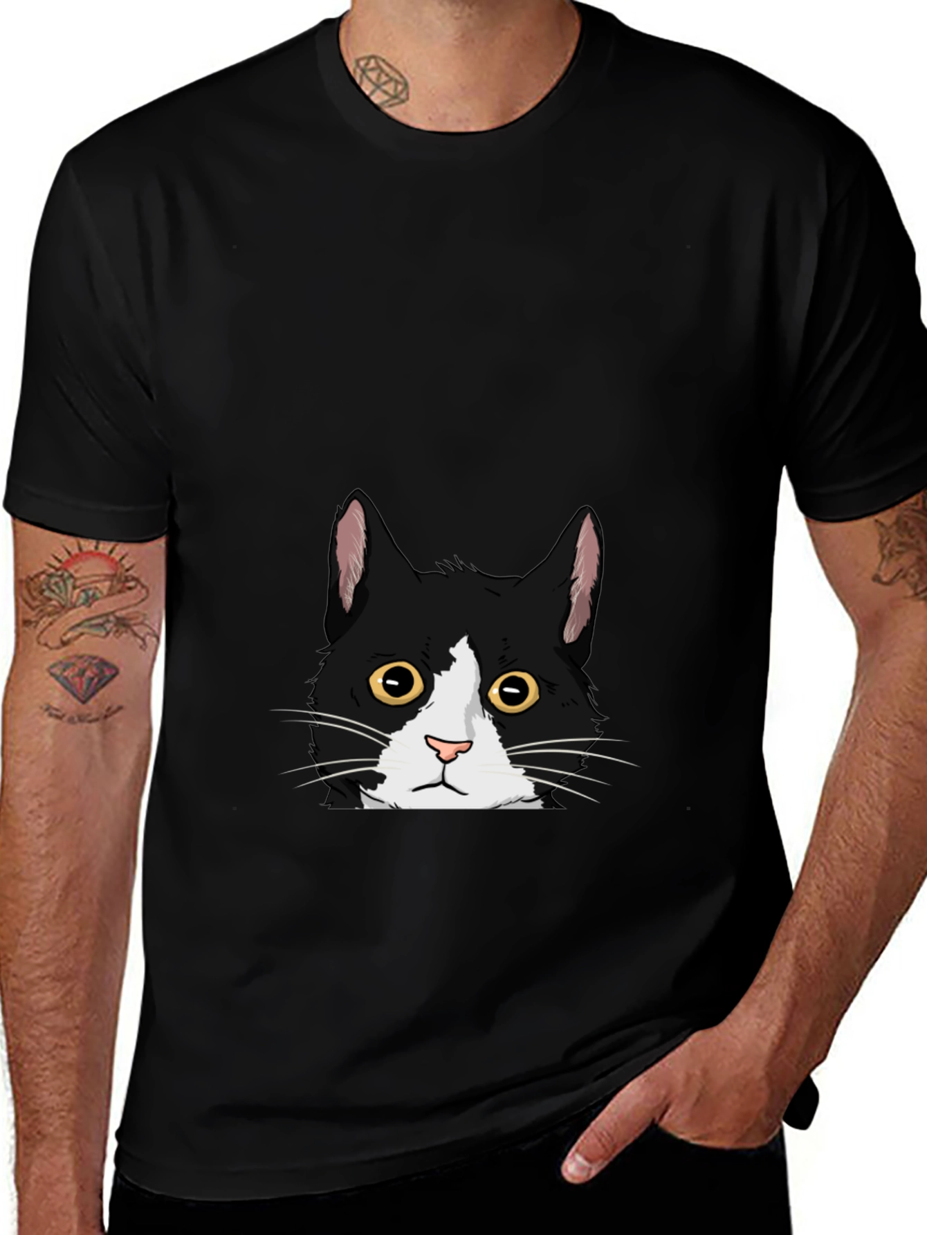 Black Cat Peekaboo Graphic Tee