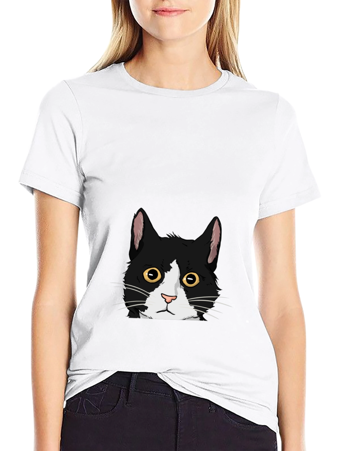 Black Cat Peekaboo Graphic Tee