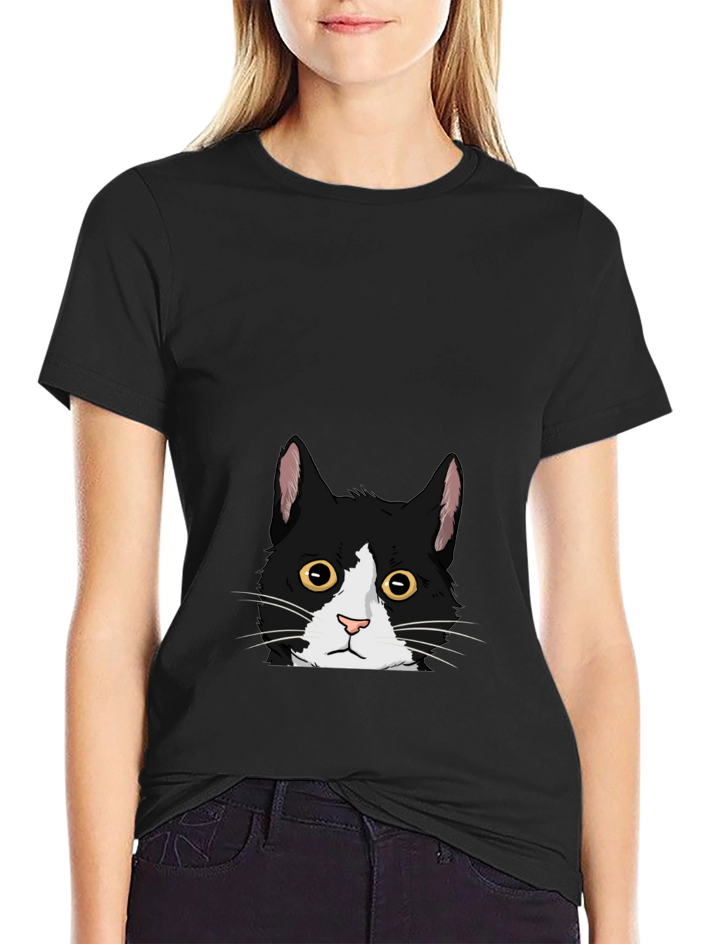 Black Cat Peekaboo Graphic Tee