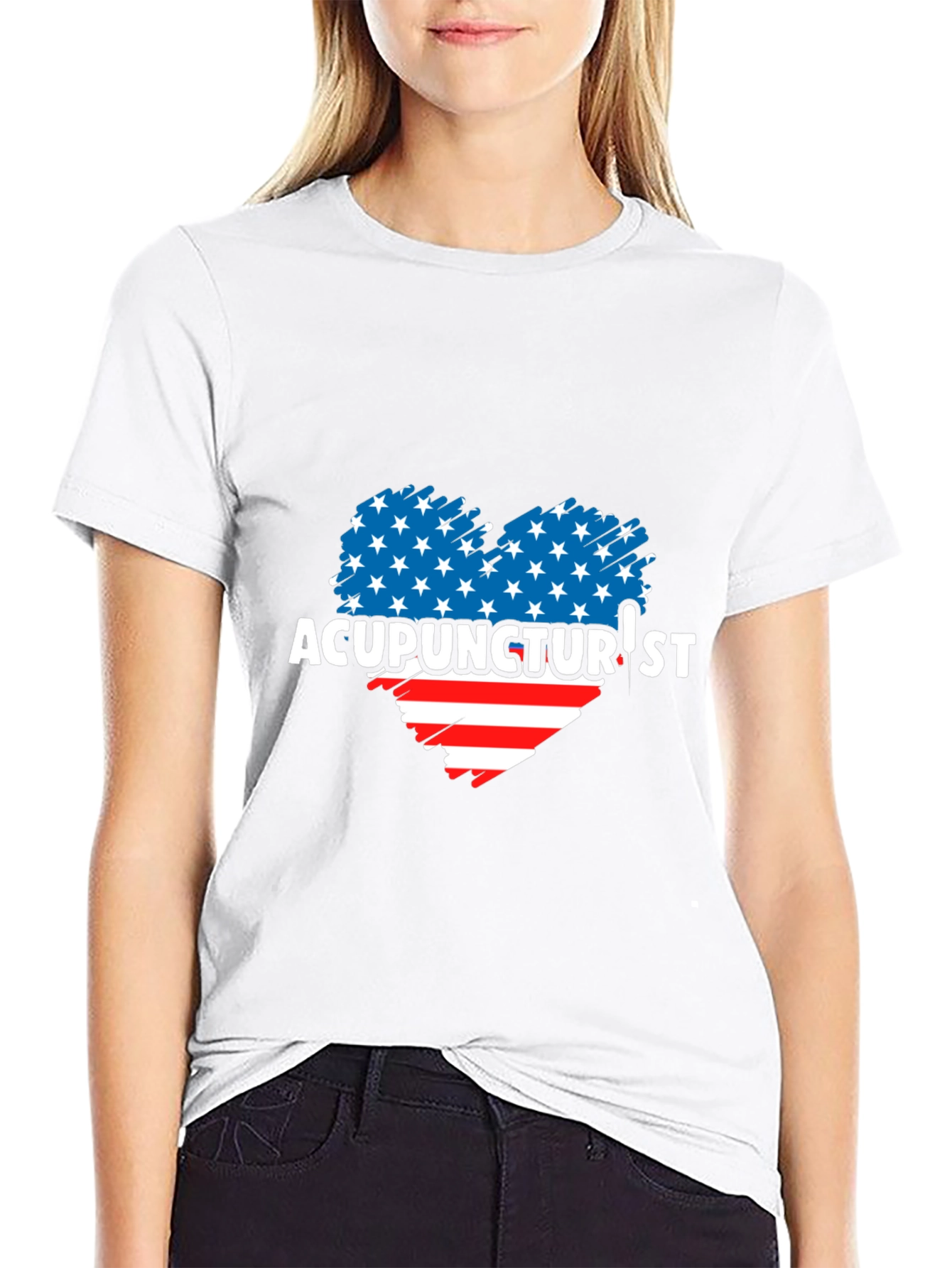 Acupuncturist Patriotic Heart Graphic T-Shirt
