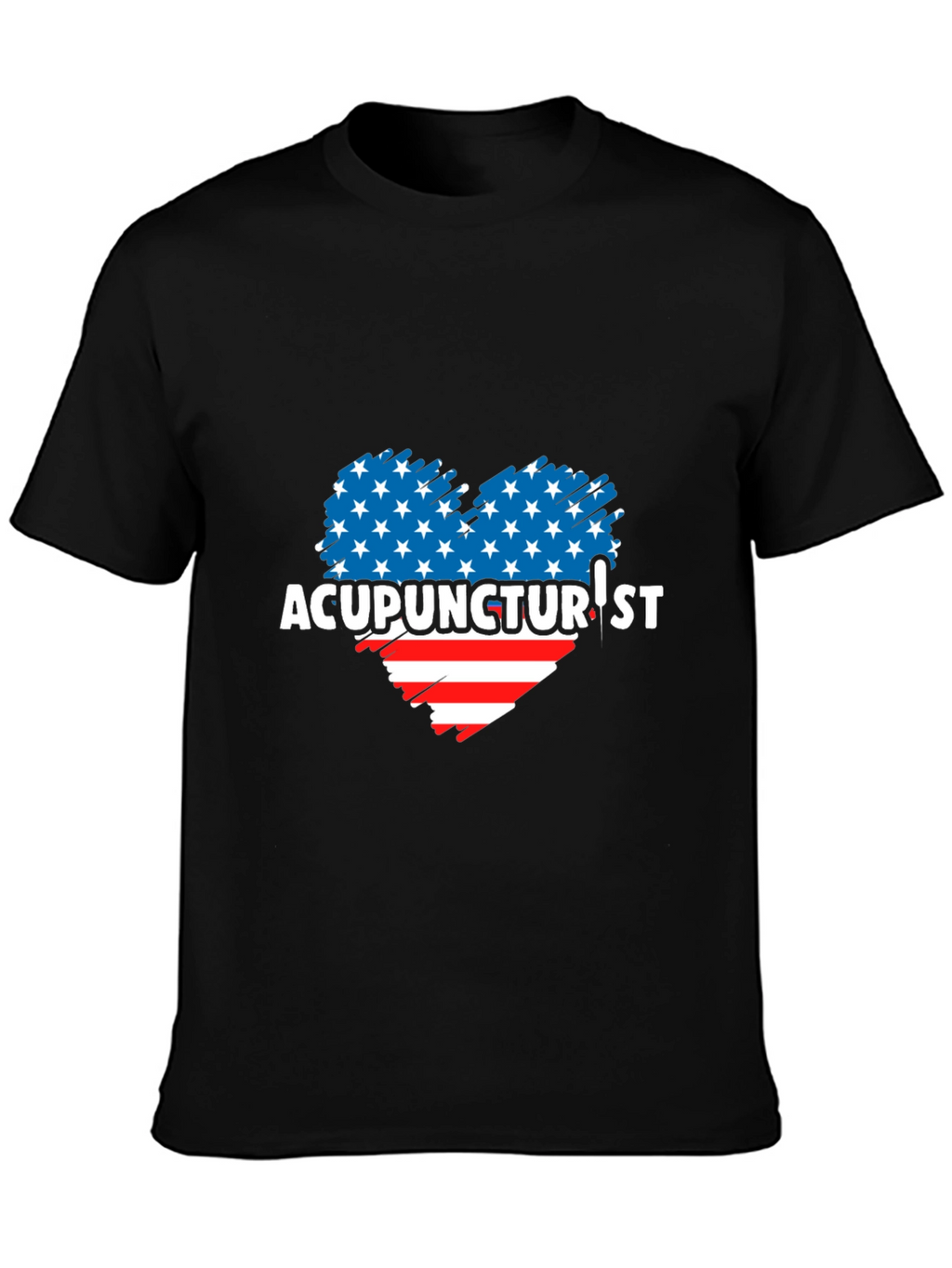 Acupuncturist Patriotic Heart Graphic T-Shirt