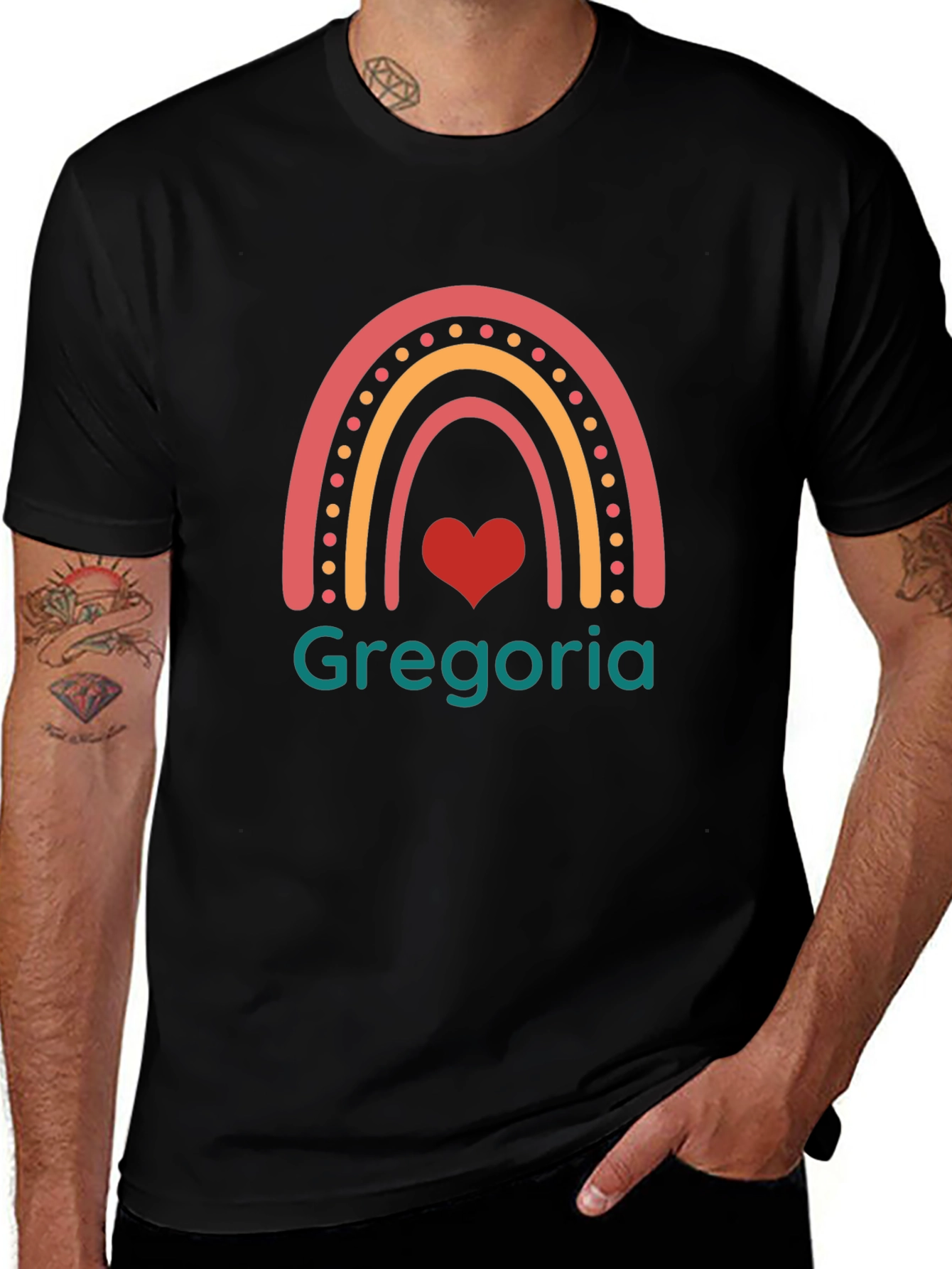 Gregoria Rainbow Heart T-Shirt - Black