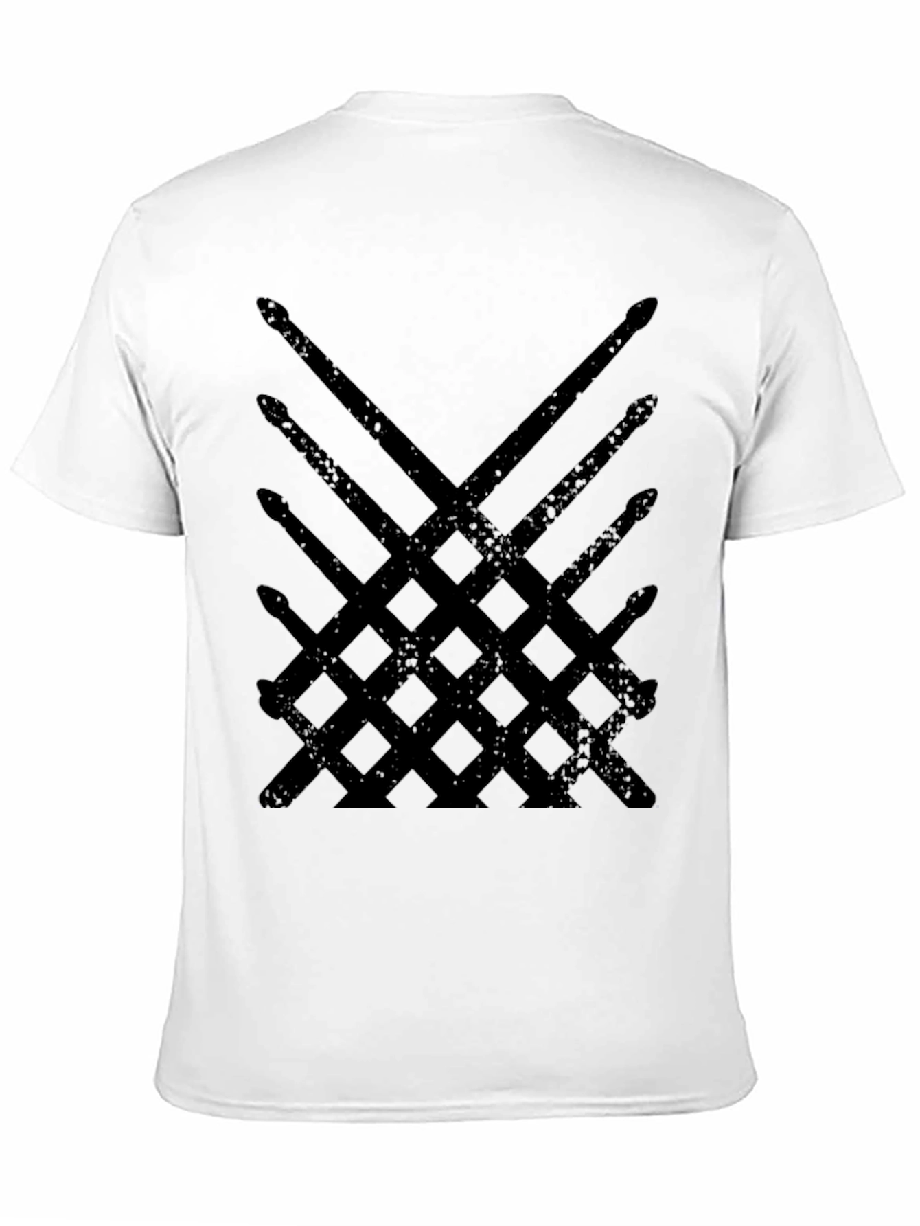 Drum Sticks Pattern Black T-Shirt