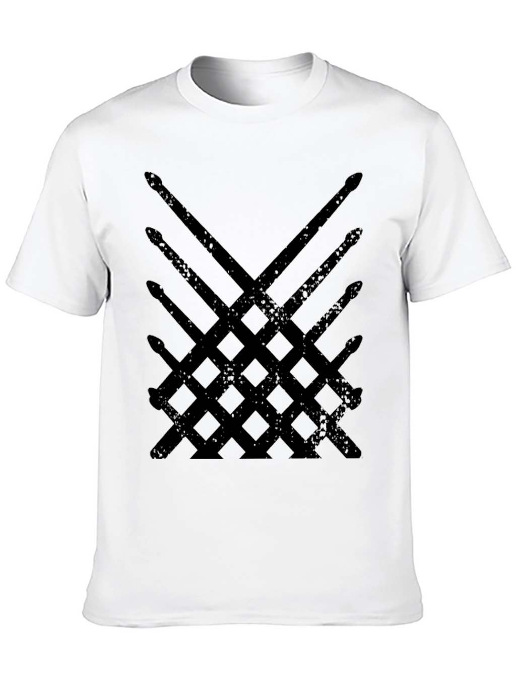 Drum Sticks Pattern Black T-Shirt