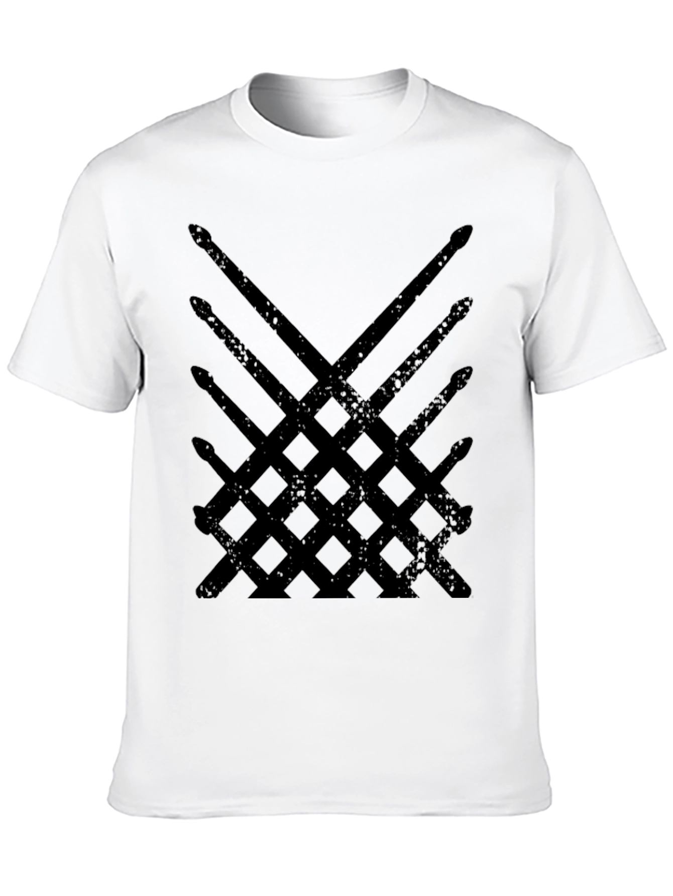 Drum Sticks Pattern Black T-Shirt