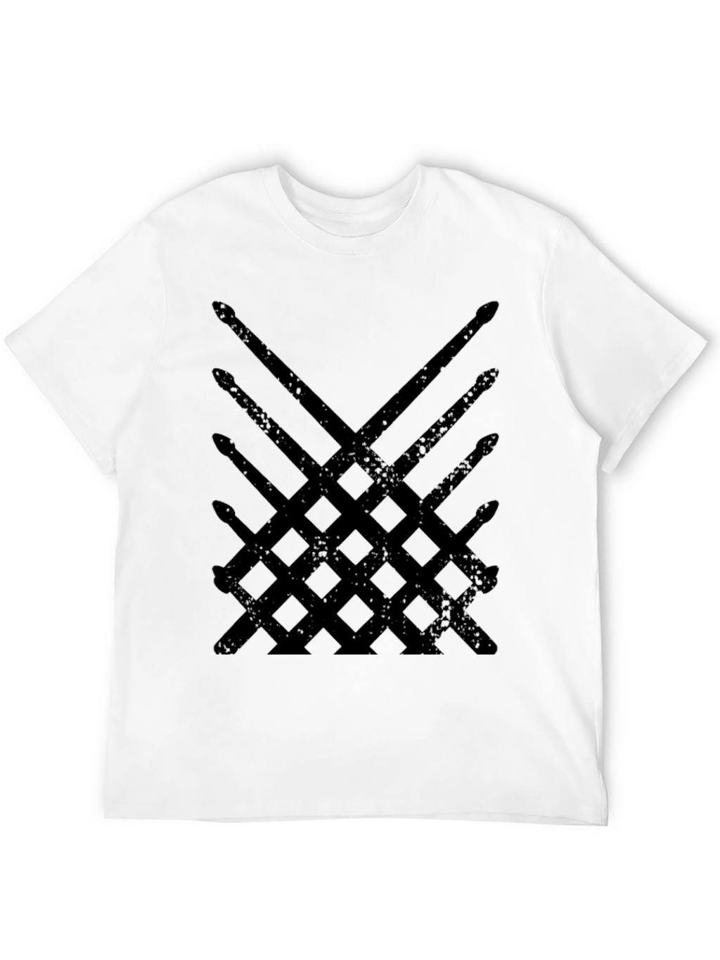 Drum Sticks Pattern Black T-Shirt