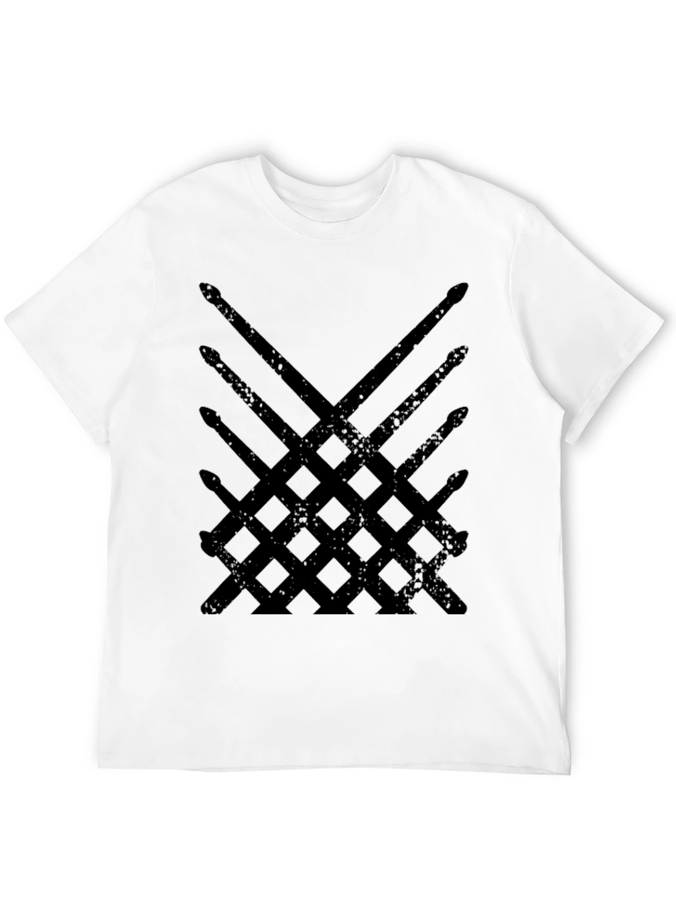 Drum Sticks Pattern Black T-Shirt