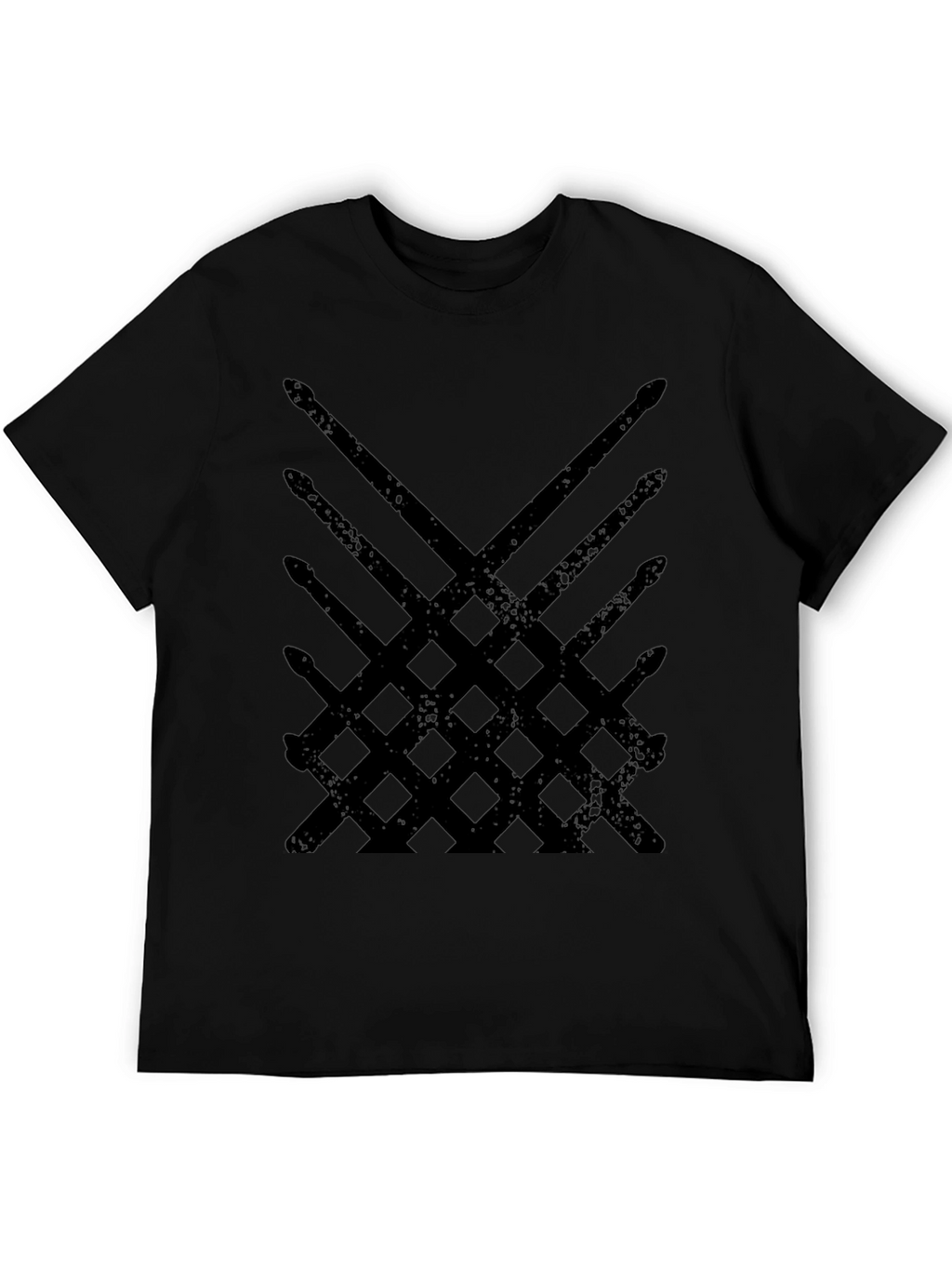 Drum Sticks Pattern Black T-Shirt