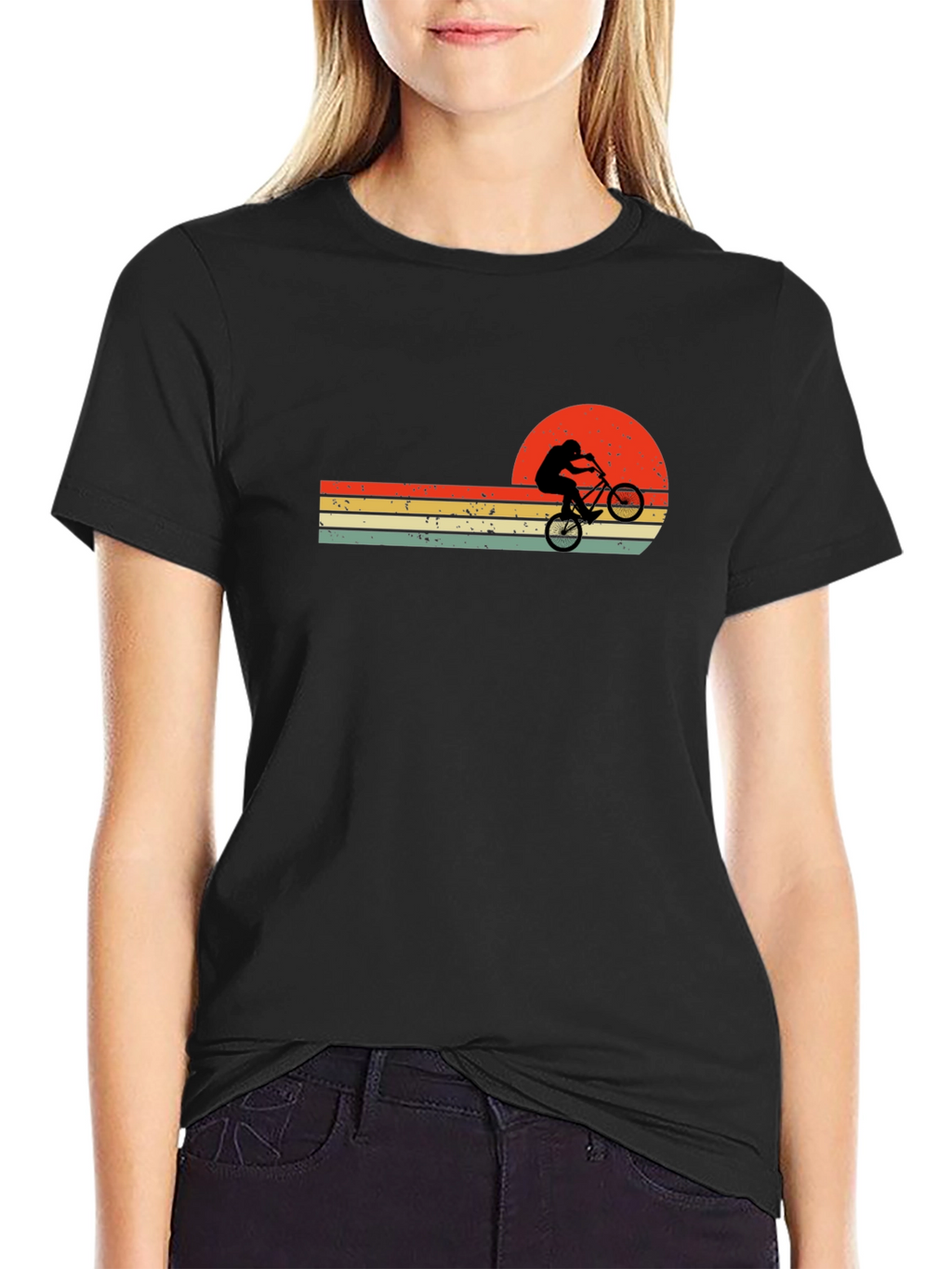 Retro Sunset Bike Rider Graphic T-Shirt