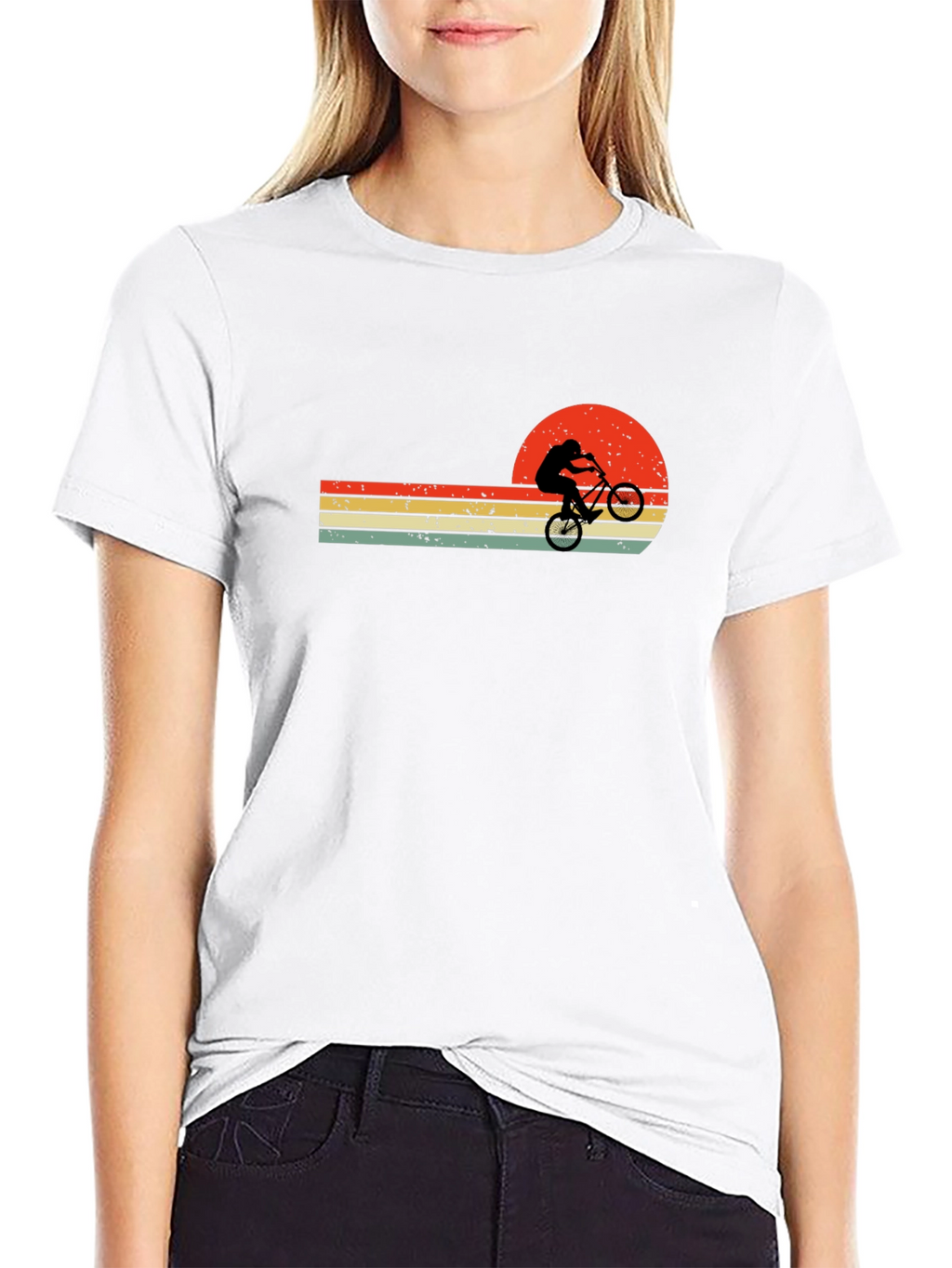 Retro Sunset Bike Rider Graphic T-Shirt