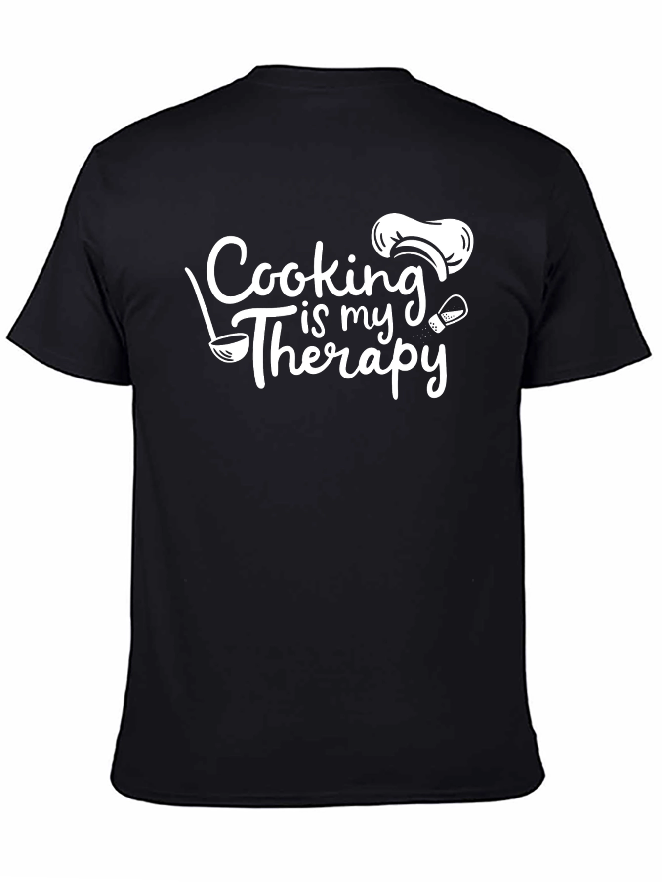 Cooking is My Therapy T-Shirt - Black Cotton Graphic Tee