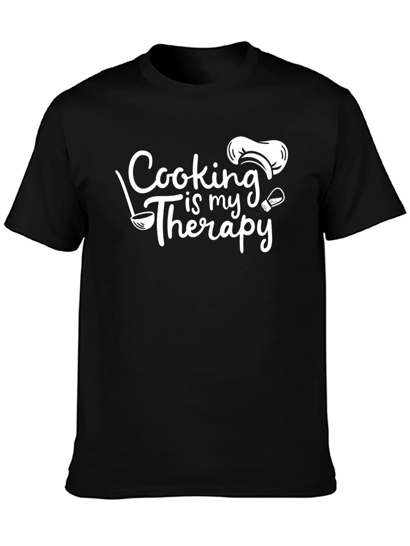 Cooking is My Therapy T-Shirt - Black Cotton Graphic Tee