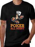 Poker All Night Graphic Tee - Black Cotton Blend