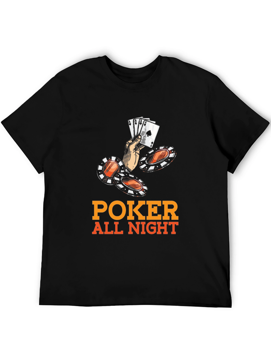 Poker All Night Graphic Tee - Black Cotton Blend