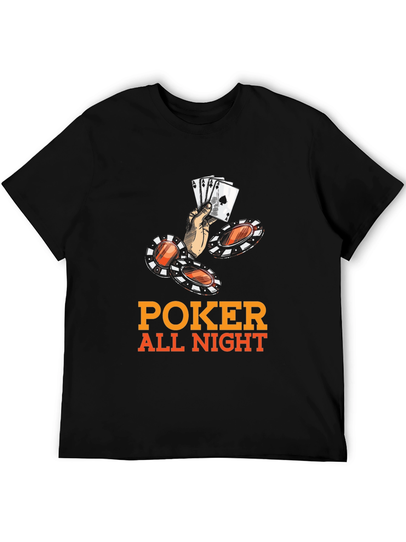 Poker All Night Graphic Tee - Black Cotton Blend