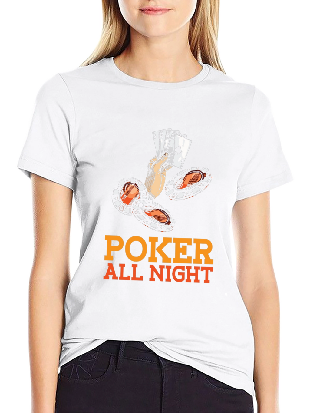 Poker All Night Graphic Tee - Black Cotton Blend