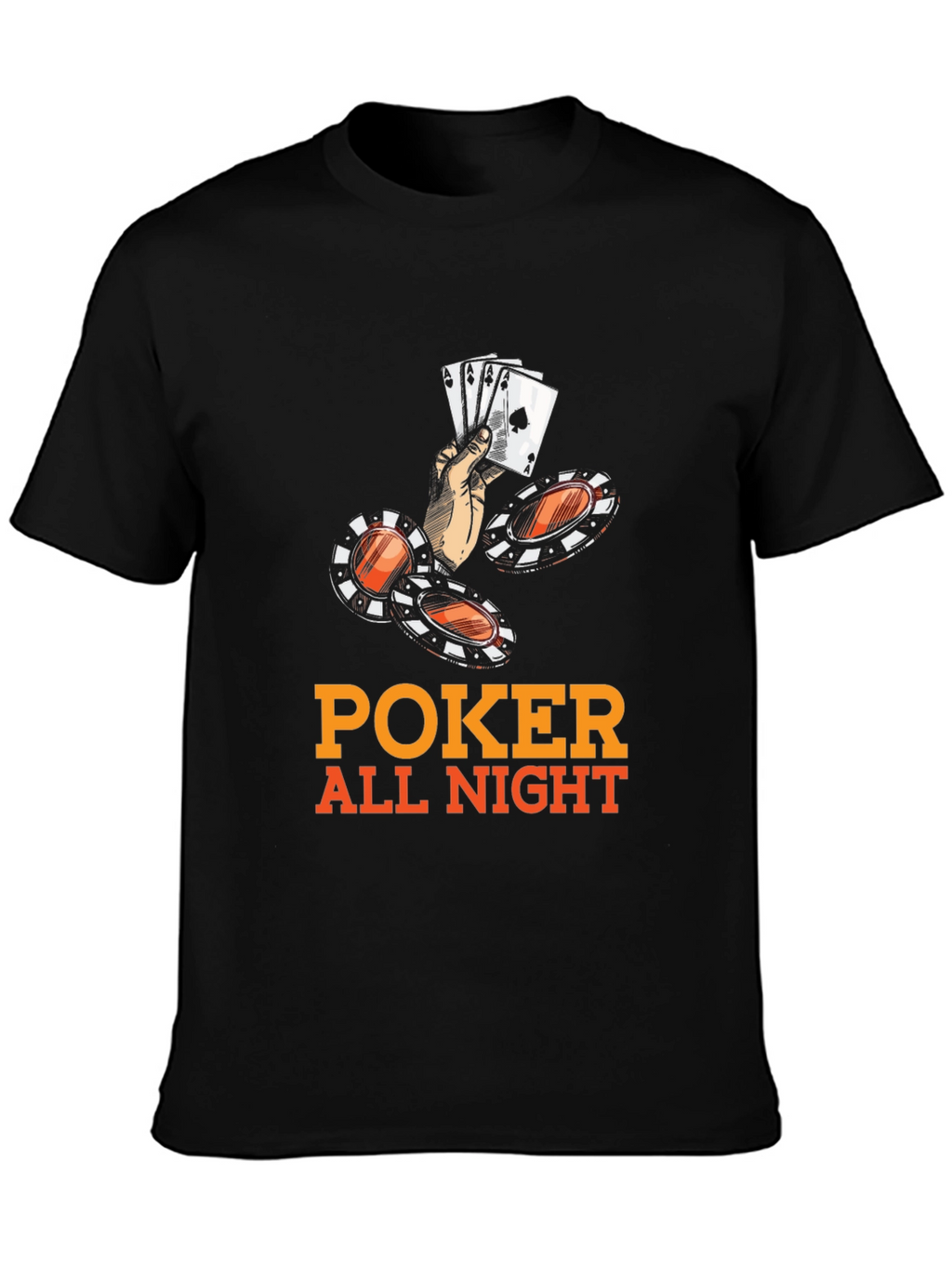 Poker All Night Graphic Tee - Black Cotton Blend