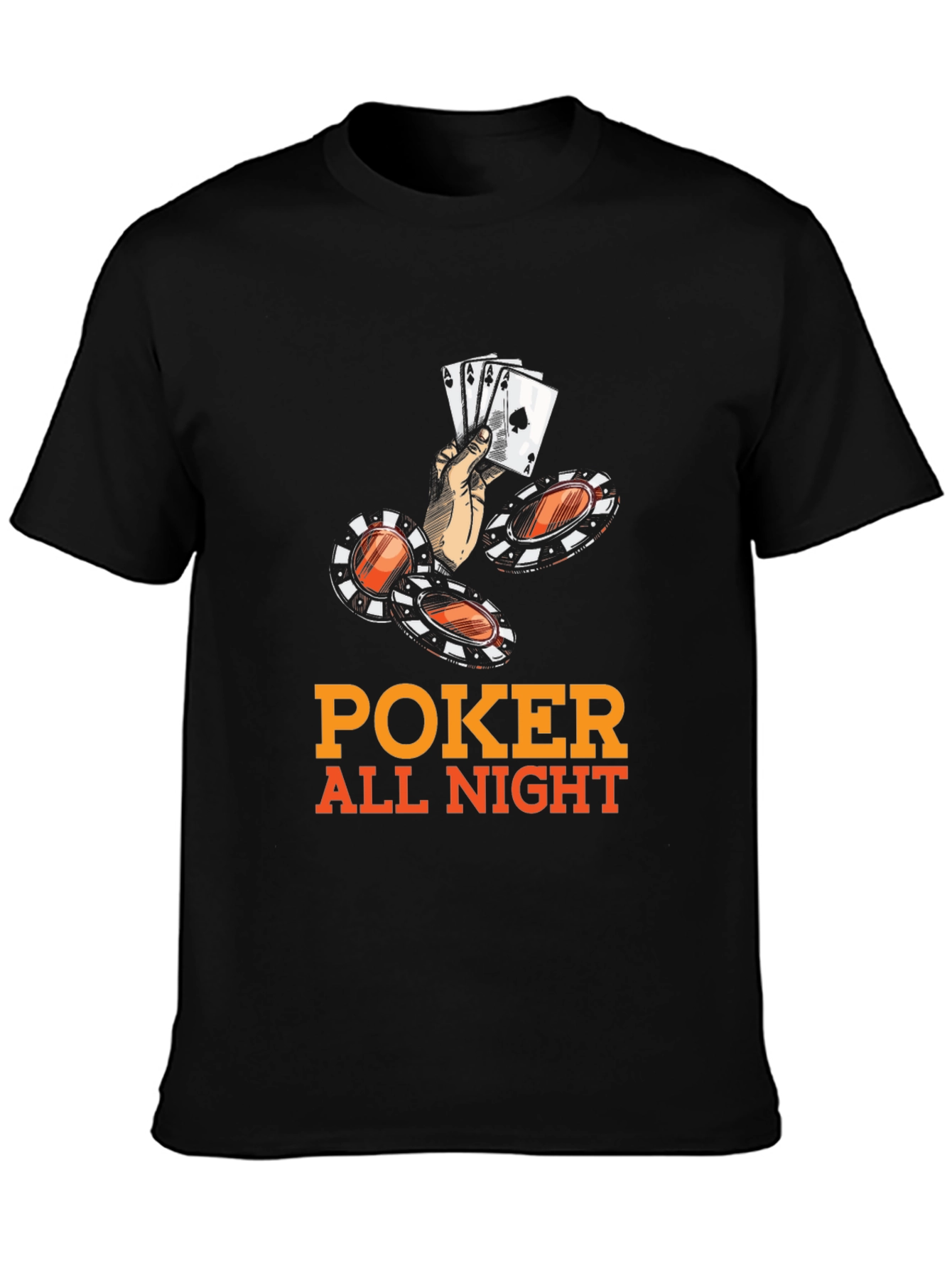 Poker All Night Graphic Tee - Black Cotton Blend