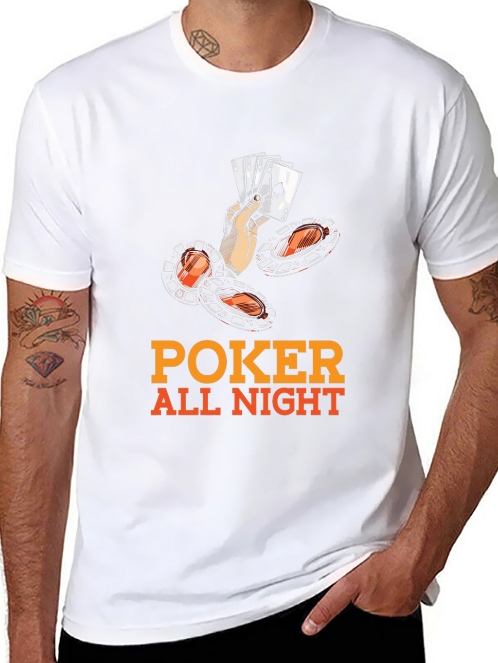 Poker All Night Graphic Tee - Black Cotton Blend