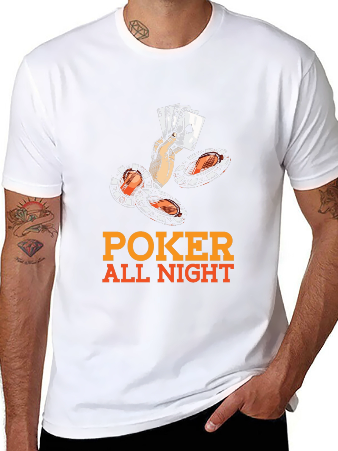 Poker All Night Graphic Tee - Black Cotton Blend