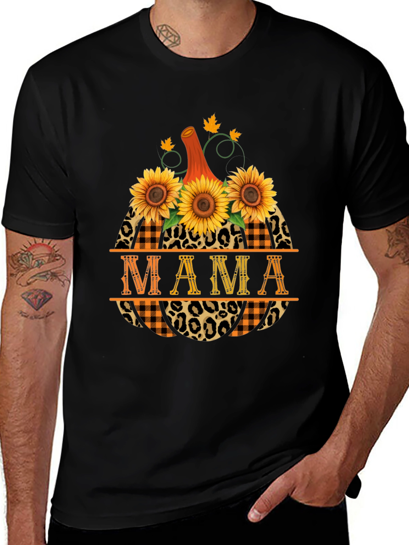 Mama Pumpkin Sunflower Graphic T-Shirt