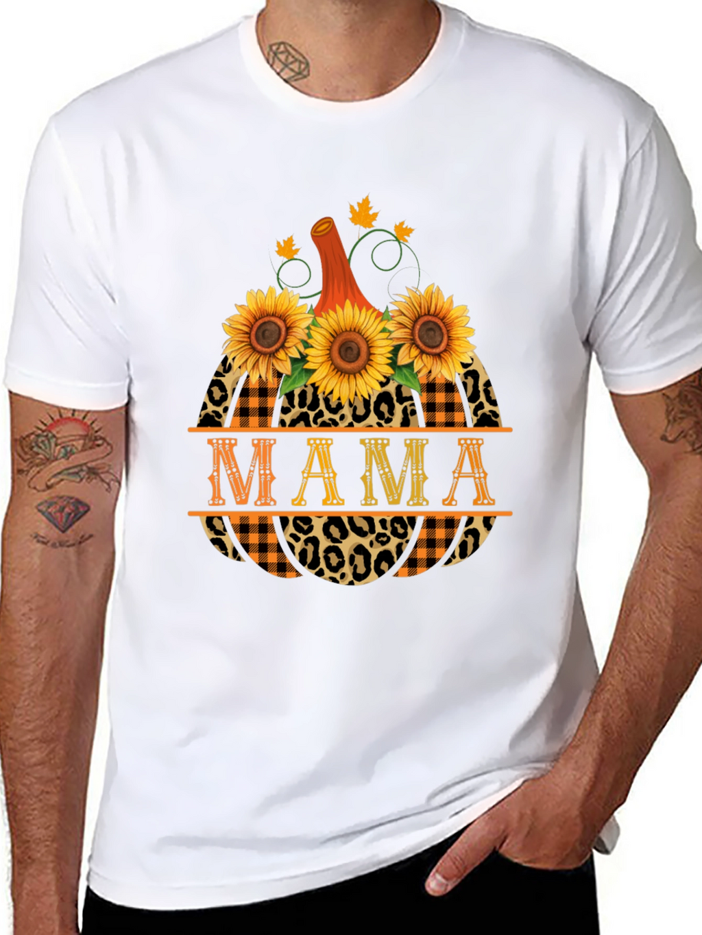 Mama Pumpkin Sunflower Graphic T-Shirt