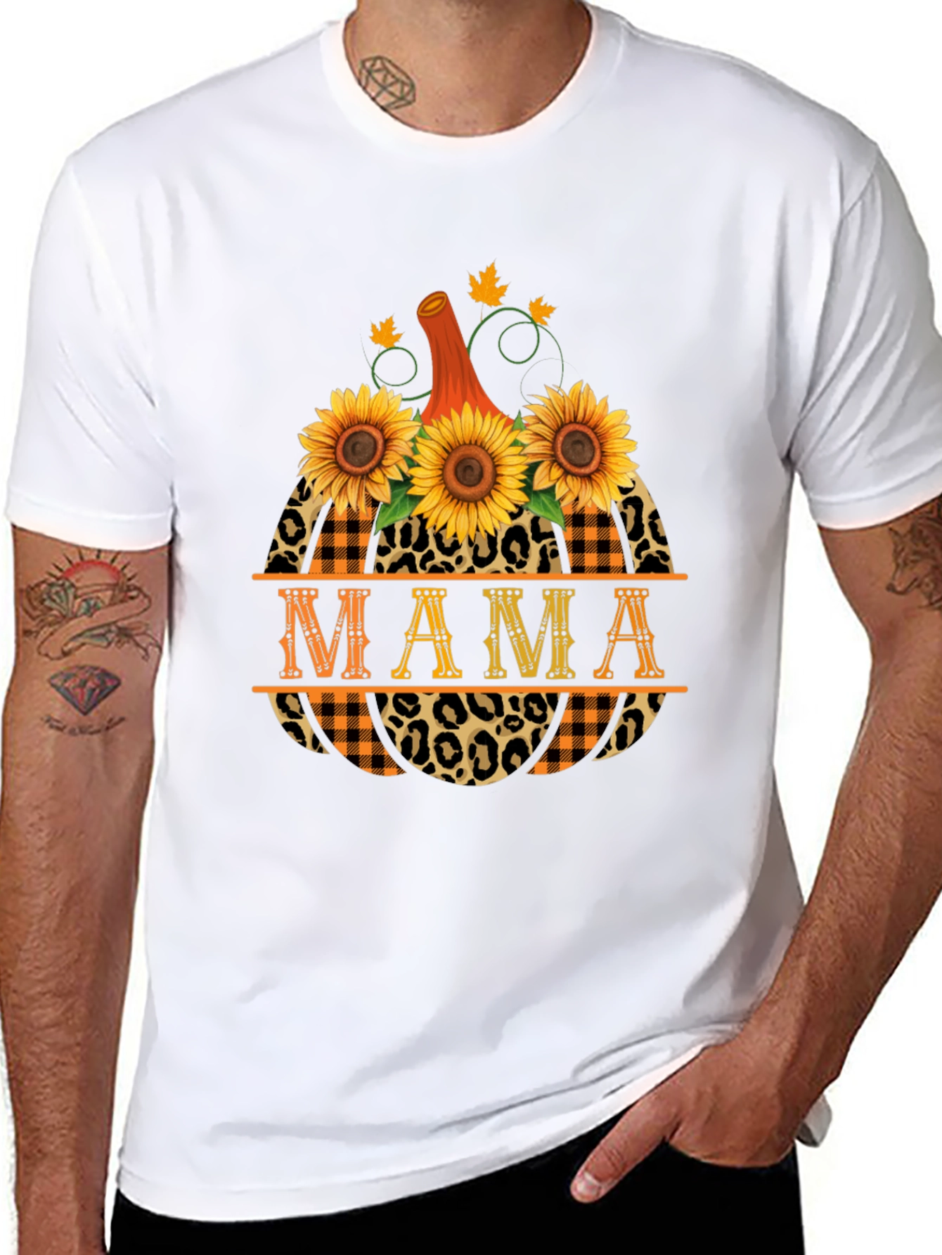 Mama Pumpkin Sunflower Graphic T-Shirt