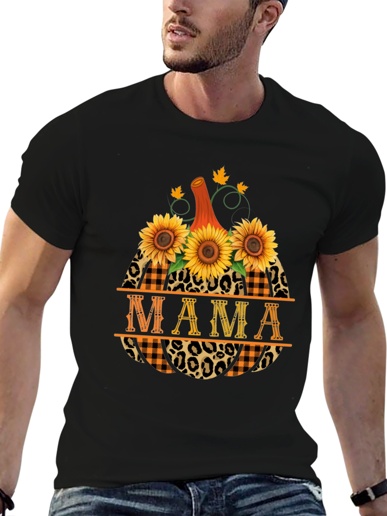 Mama Pumpkin Sunflower Graphic T-Shirt